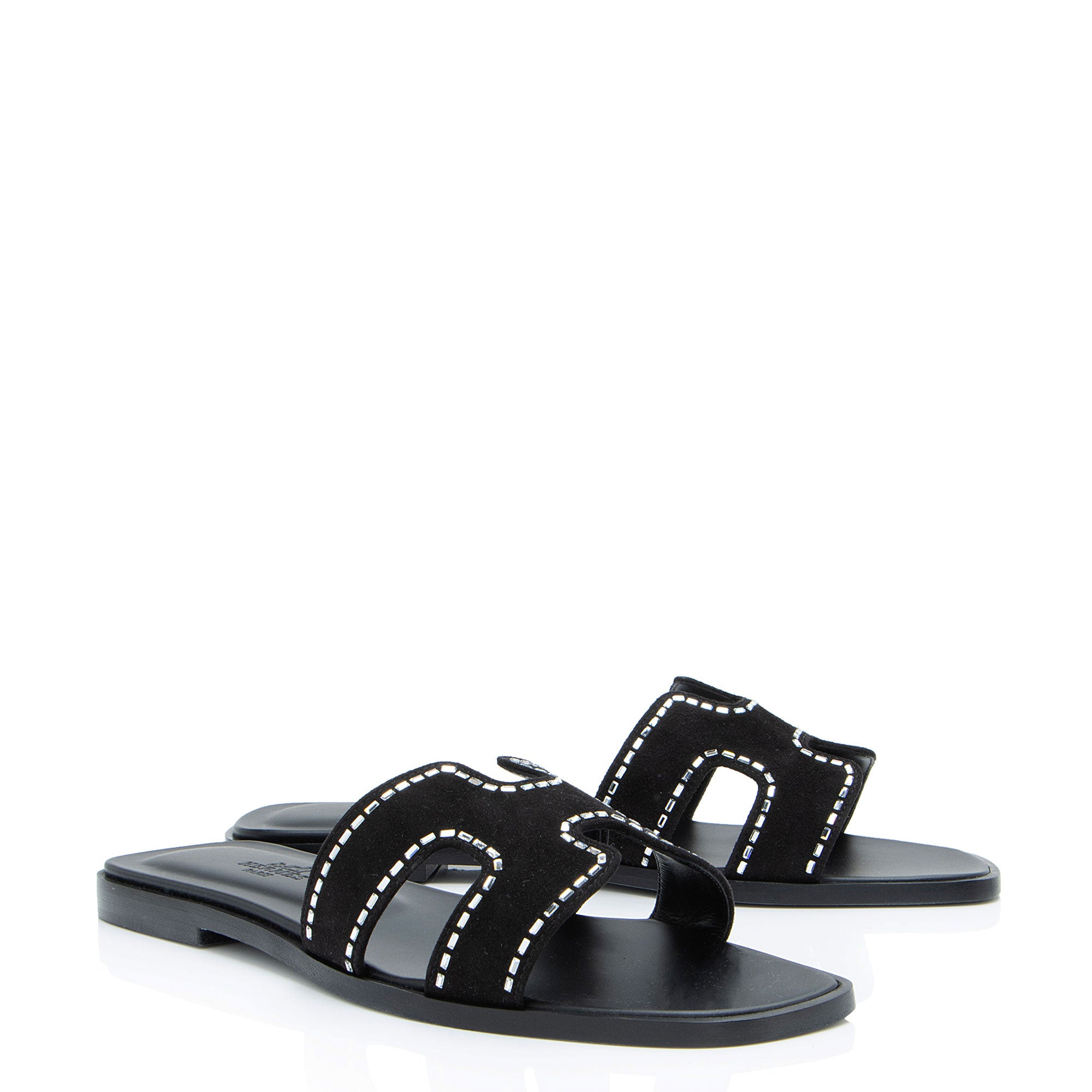 Hermes Suede Goatskin Crystal Oran Sandals - Size 7.5 / 37.5
