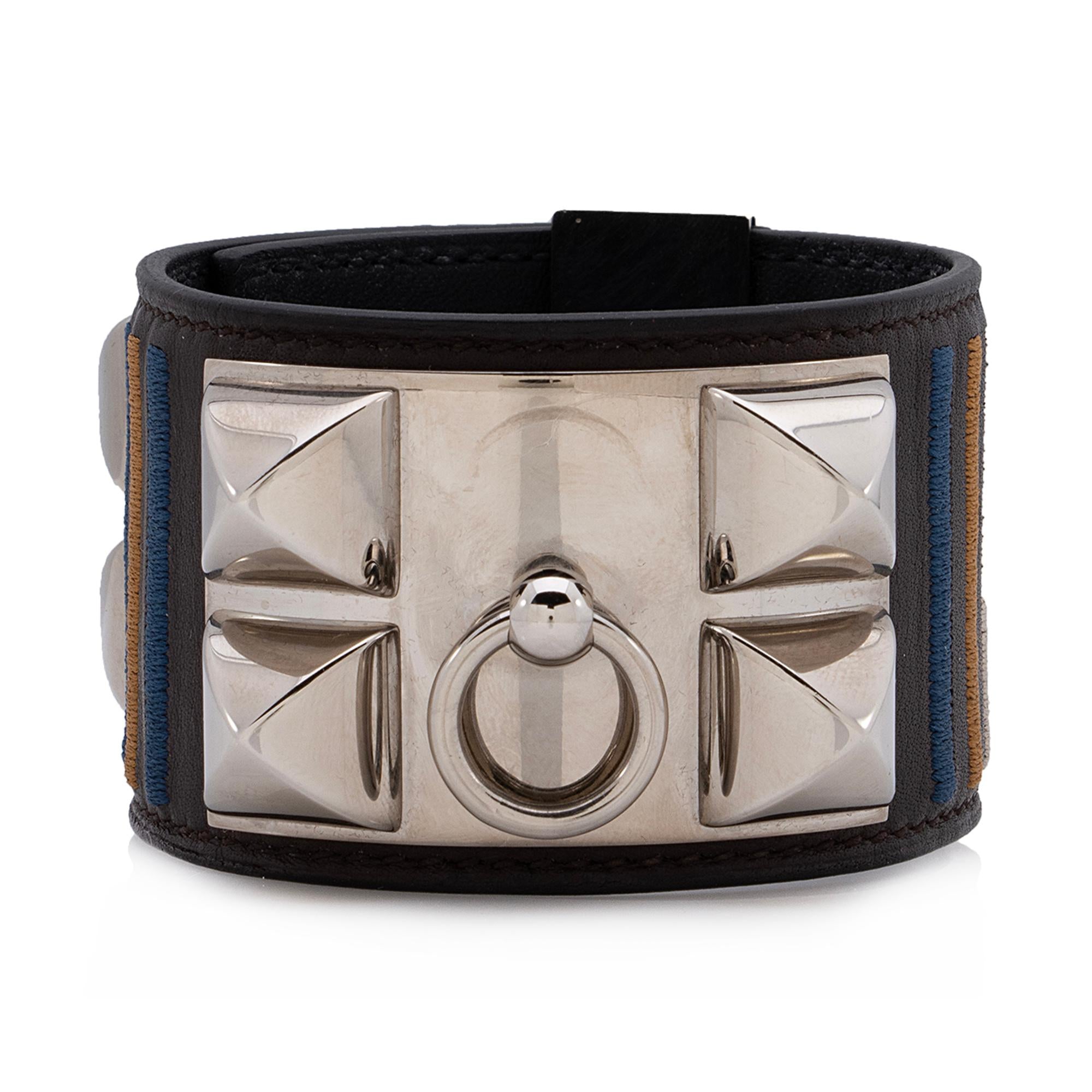 Hermes Swift Calfskin Embroidered Collier de Chien Bracelet (SHF-AqnYOp)