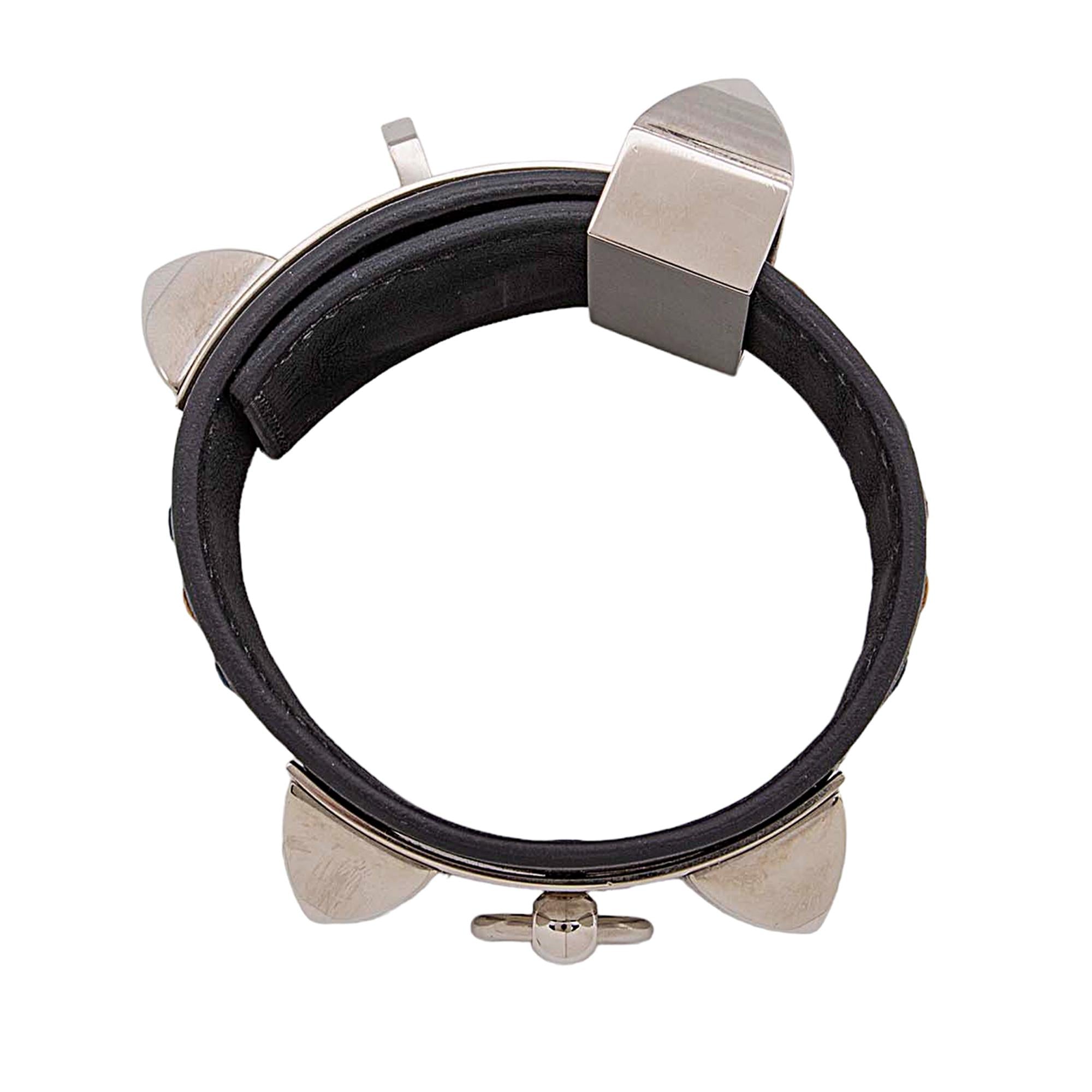 Hermes Swift Calfskin Embroidered Collier de Chien Bracelet (SHF-7bQ1PW)