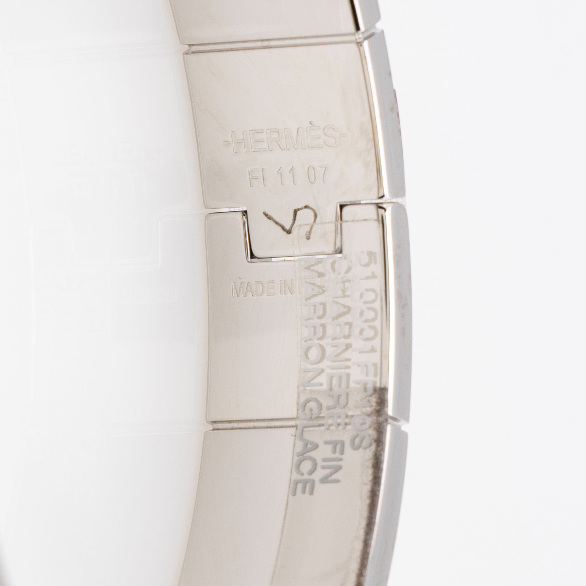 Hermes Enamel Charniere Uni Hinged Narrow Bracelet