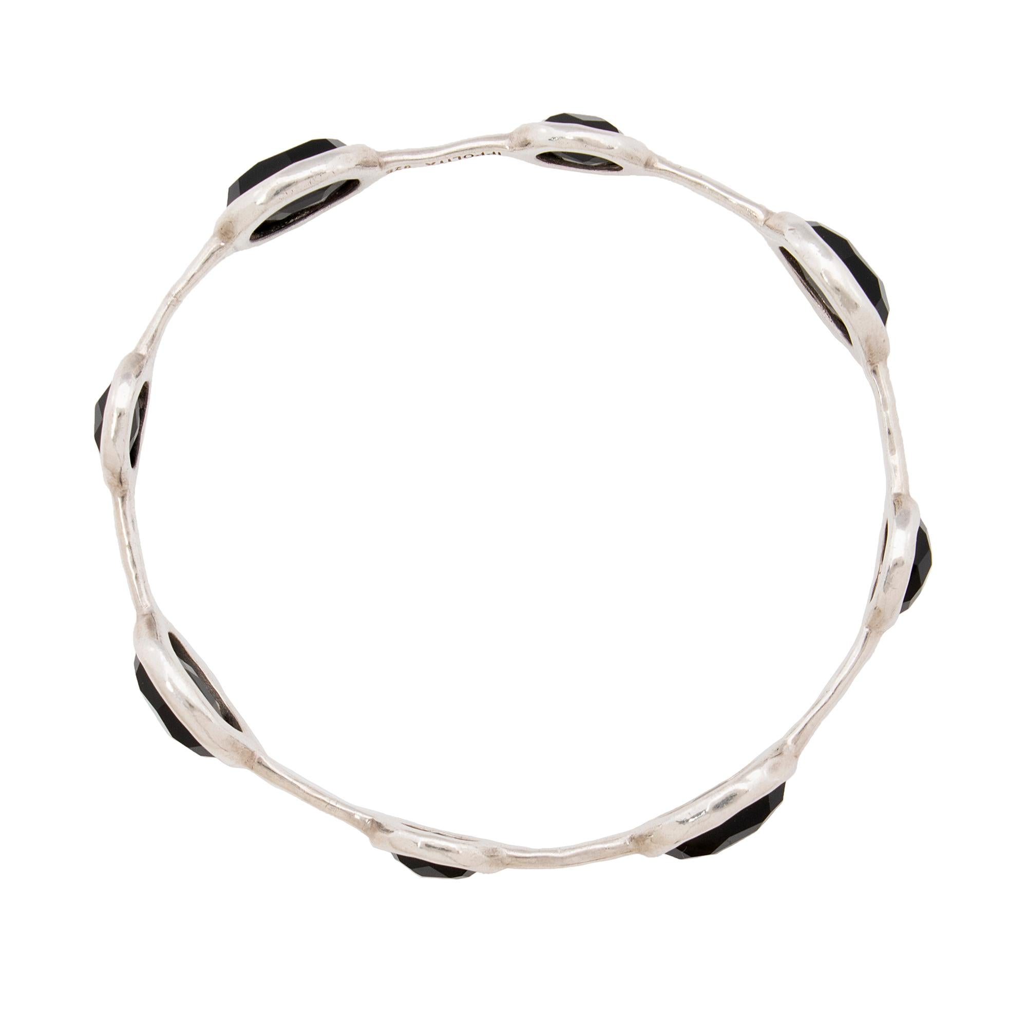Ippolita Sterling Silver Onyx Rock Candy 8-Stone Bangle Bracelet (SHF-22224)