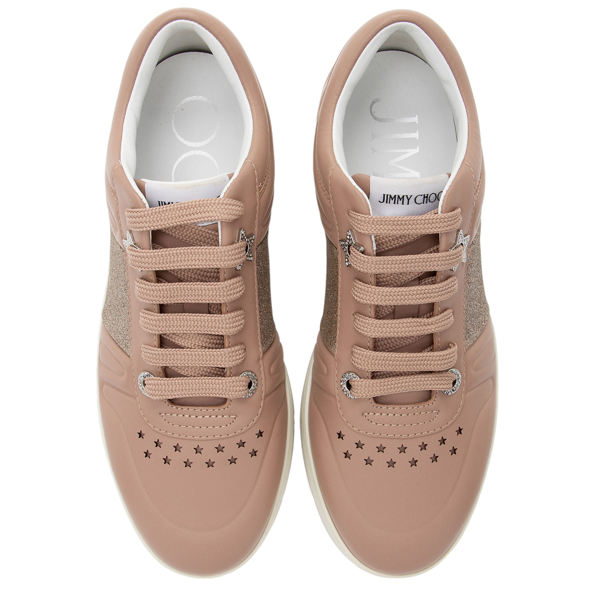 Jimmy Choo Calfskin Glitter Hawaii Sneakers - Size 7 / 37 (SHF-urHQPt)