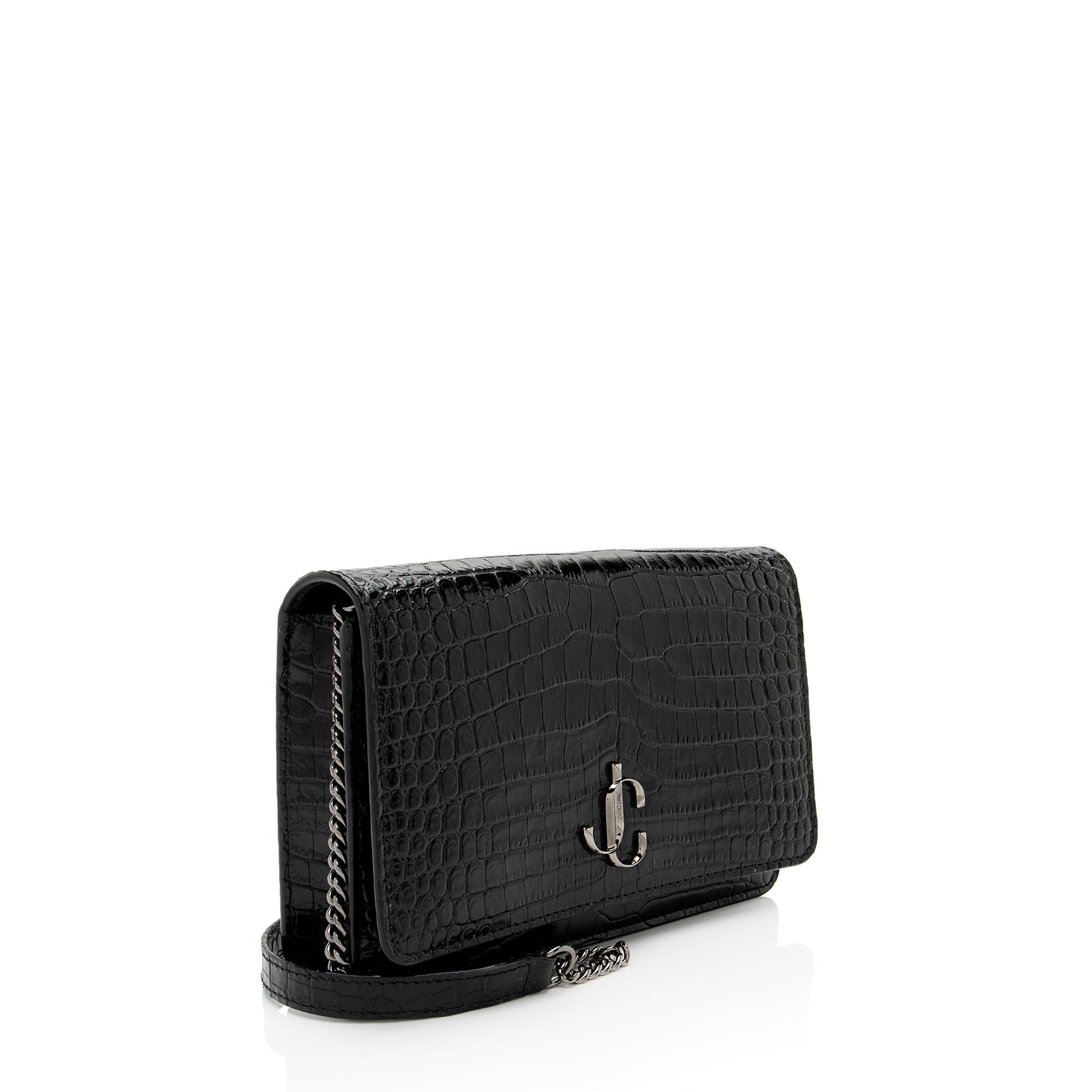 Jimmy Choo Croc Embossed Palace Wallet on Chain (SHF-RBjMRp)