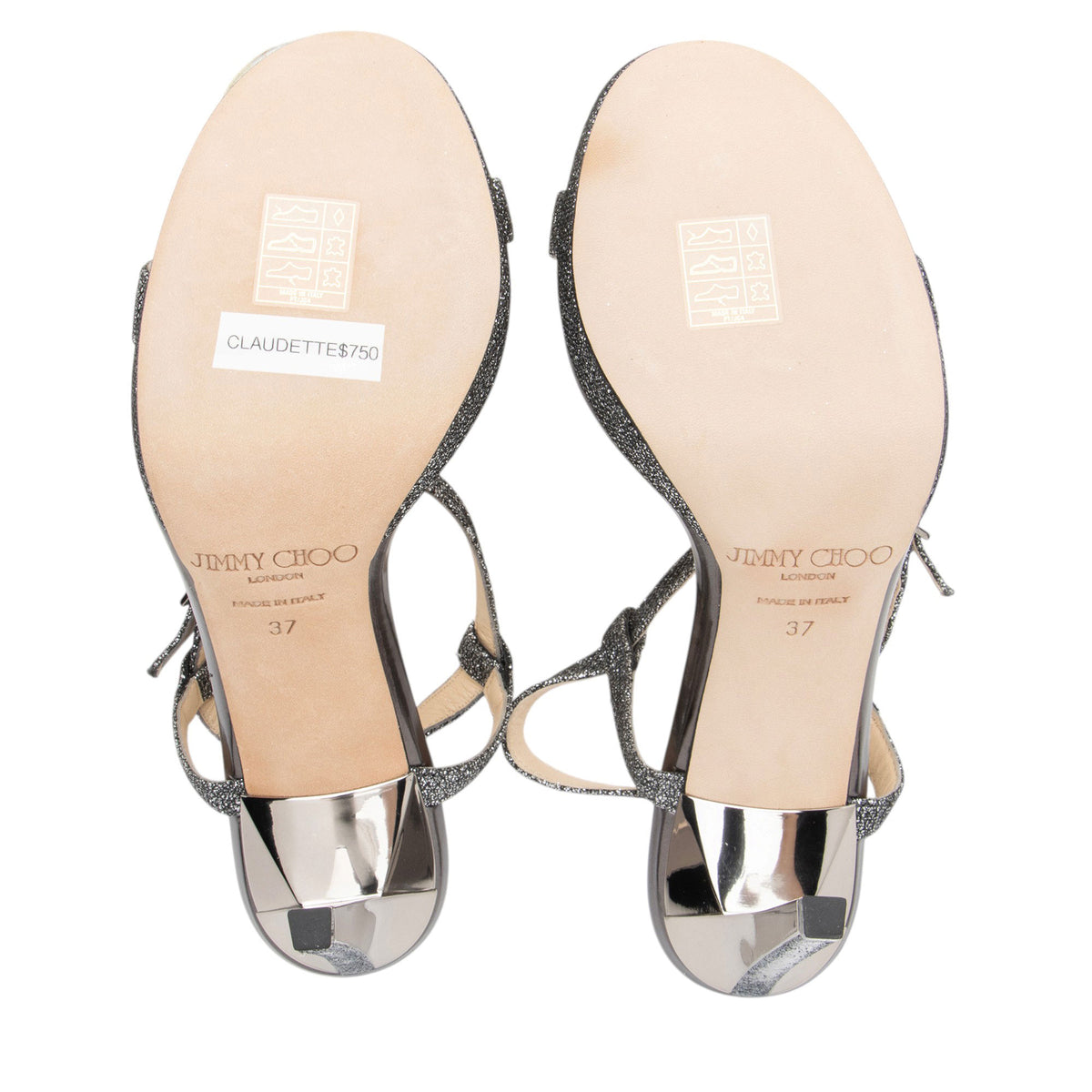 Jimmy Choo Glitter Claudette Sandals - Size 7 / 37