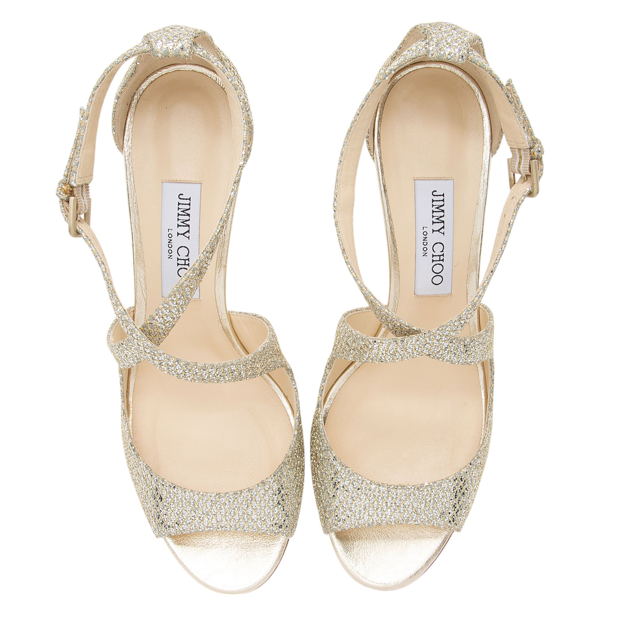 Jimmy Choo Glitter Emily Sandals - Size 10 / 40