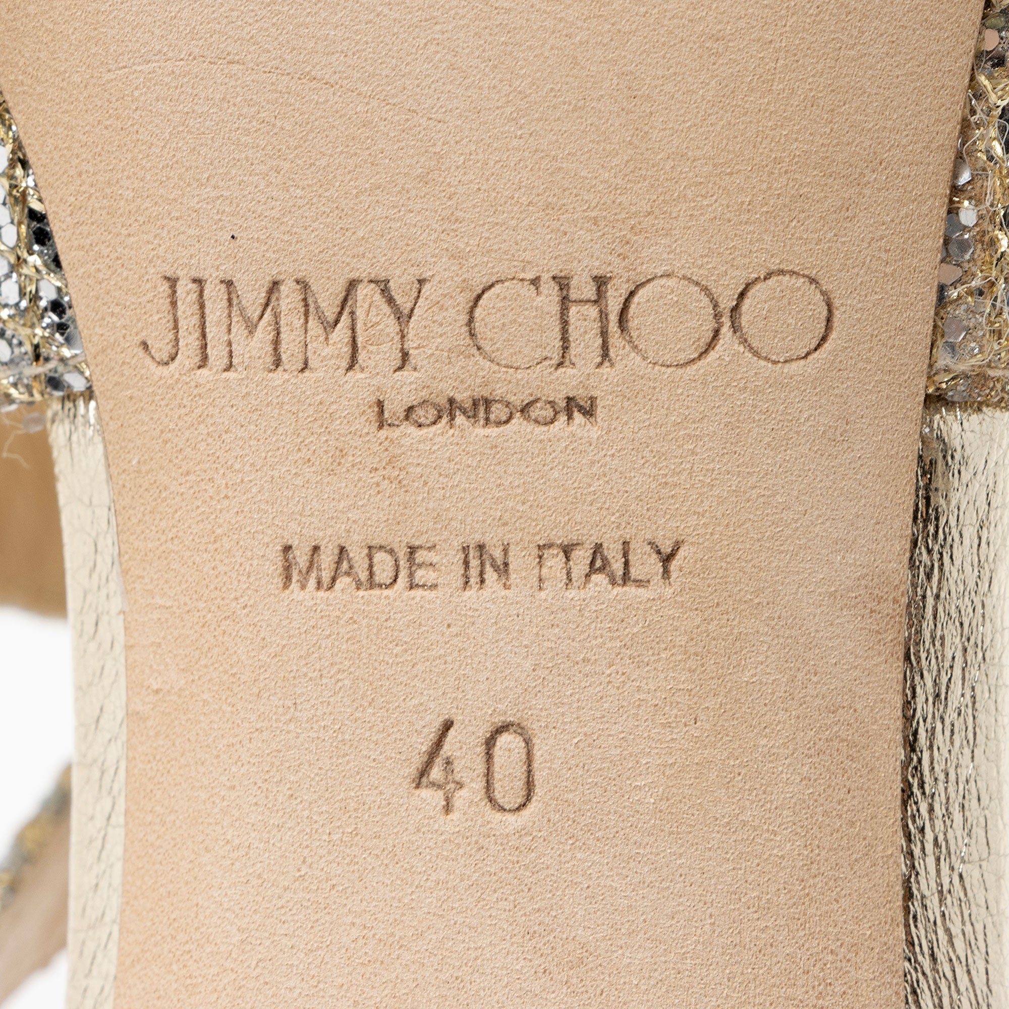 Jimmy Choo Glitter Emily Sandals - Size 10 / 40