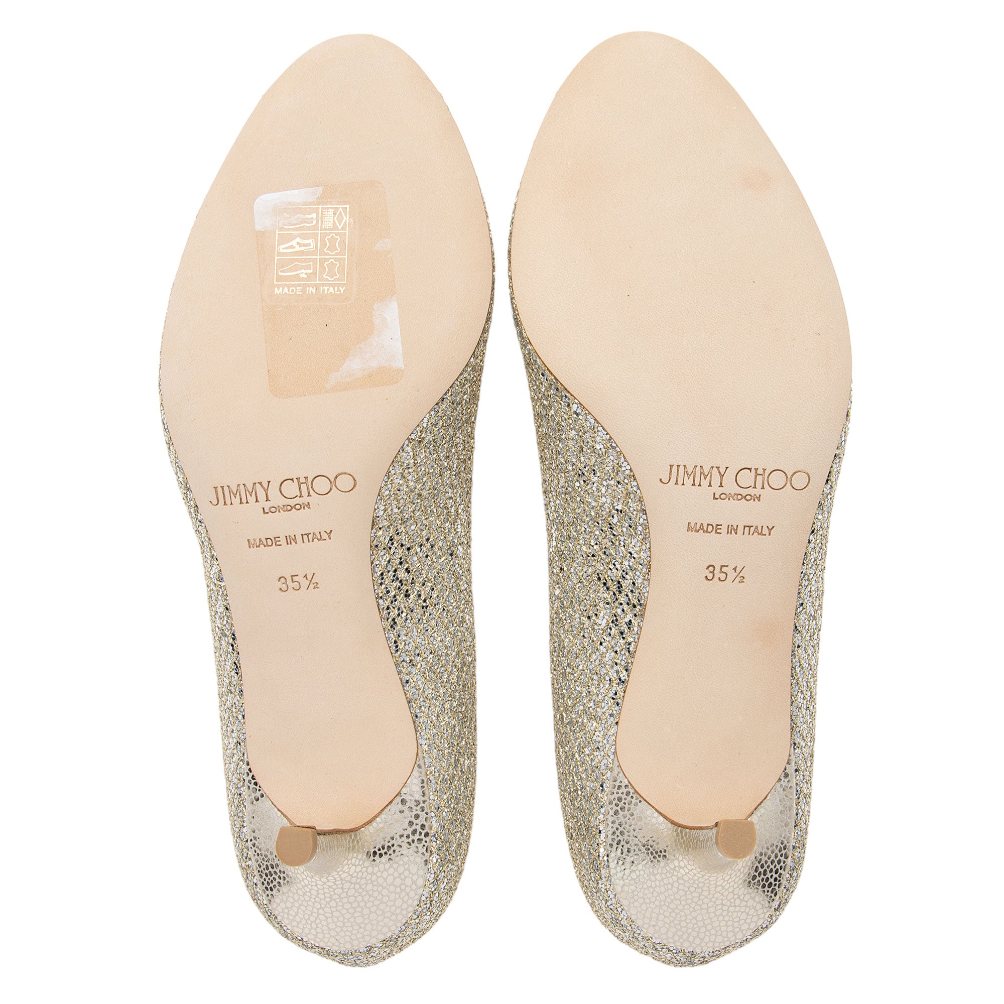Jimmy Choo Glitter Fabric Isabel Peep Toe Pumps - Size 5.5 / 35.5 (SHF-Z0g5Sx)
