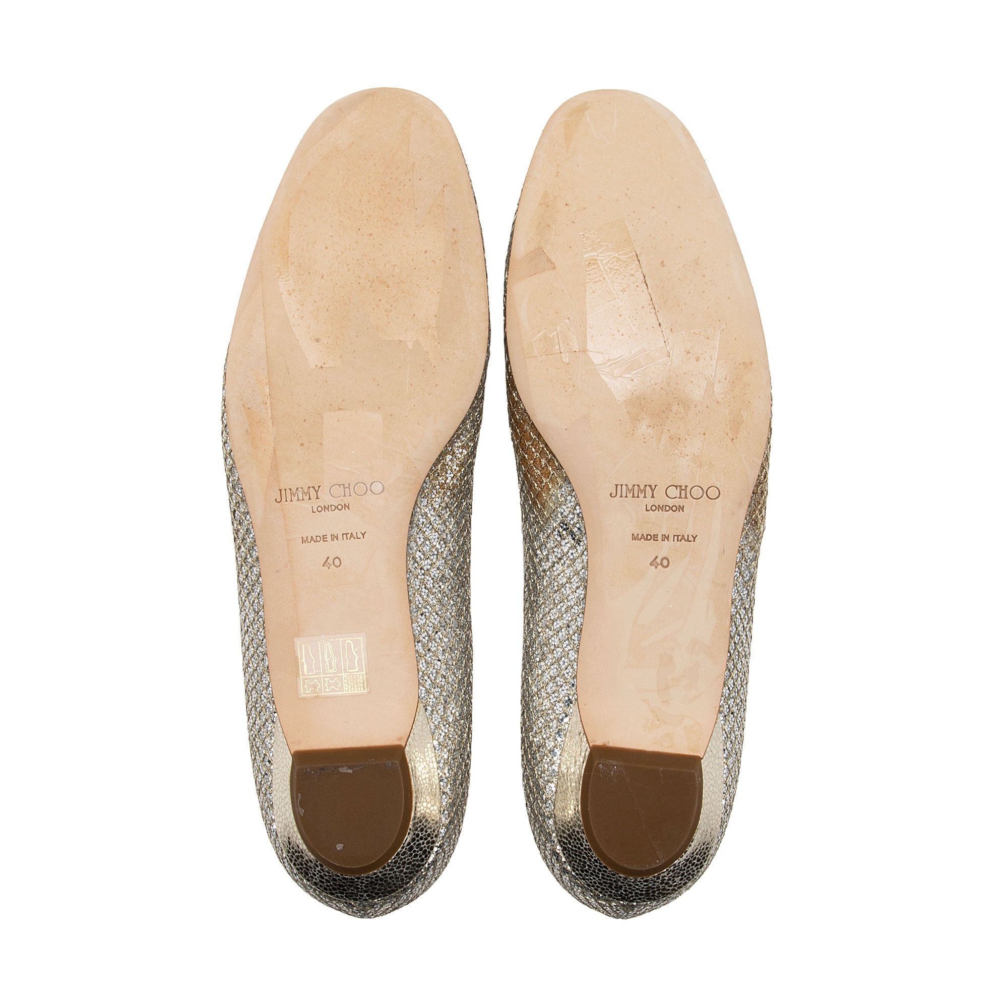 Jimmy Choo Glitter Lame Finlay Ballerina Flats - Size 10 / 40 (SHF-QeEUGd)
