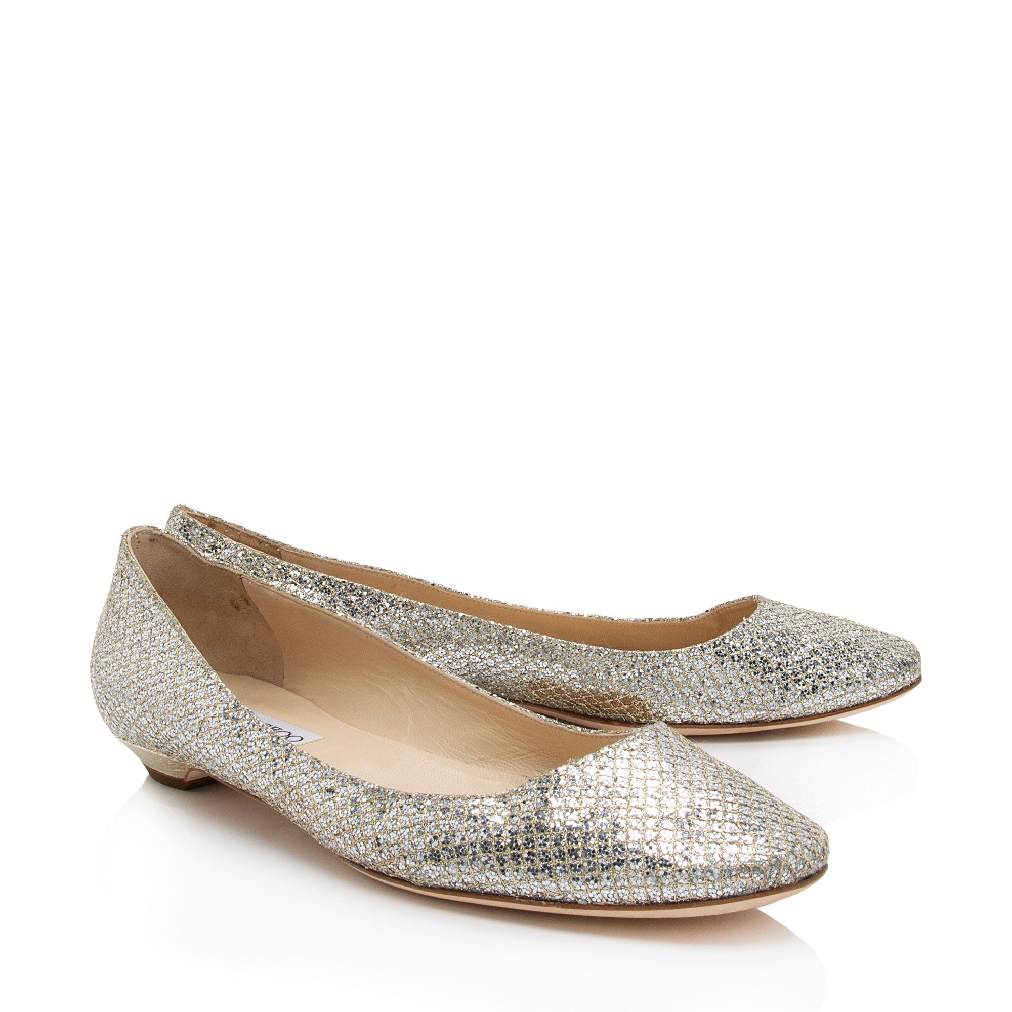 Jimmy Choo Glitter Lame Finlay Ballerina Flats - Size 10 / 40 (SHF-QeEUGd)