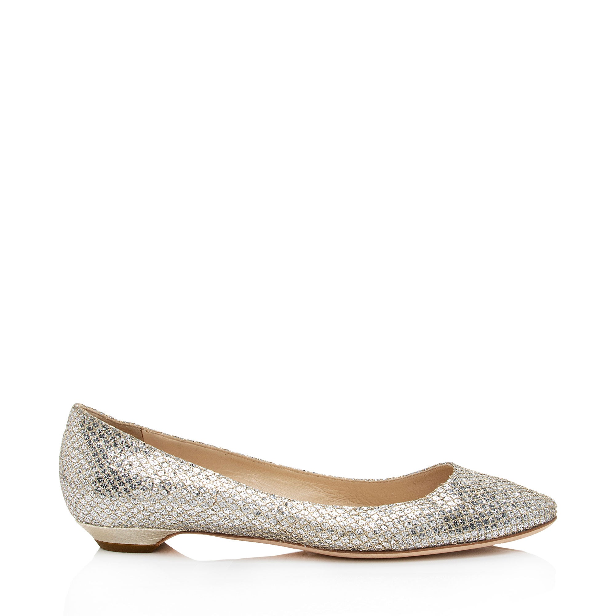 Jimmy Choo Glitter Lame Finlay Ballerina Flats - Size 10 / 40 (SHF-QeEUGd)