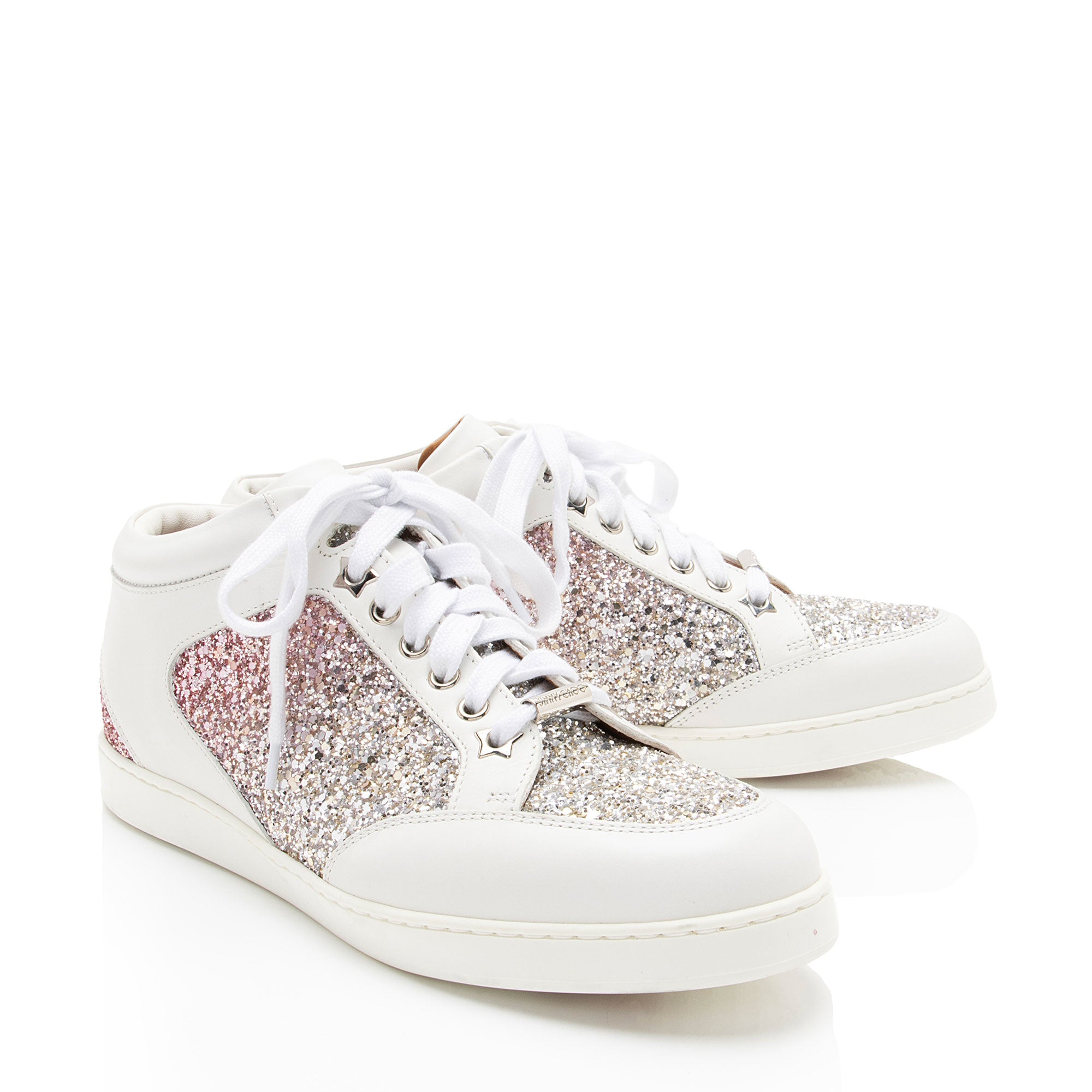 Jimmy Choo Glitter Leather Miami Sneakers - Size 9 / 39 (SHF-f8KPKH)