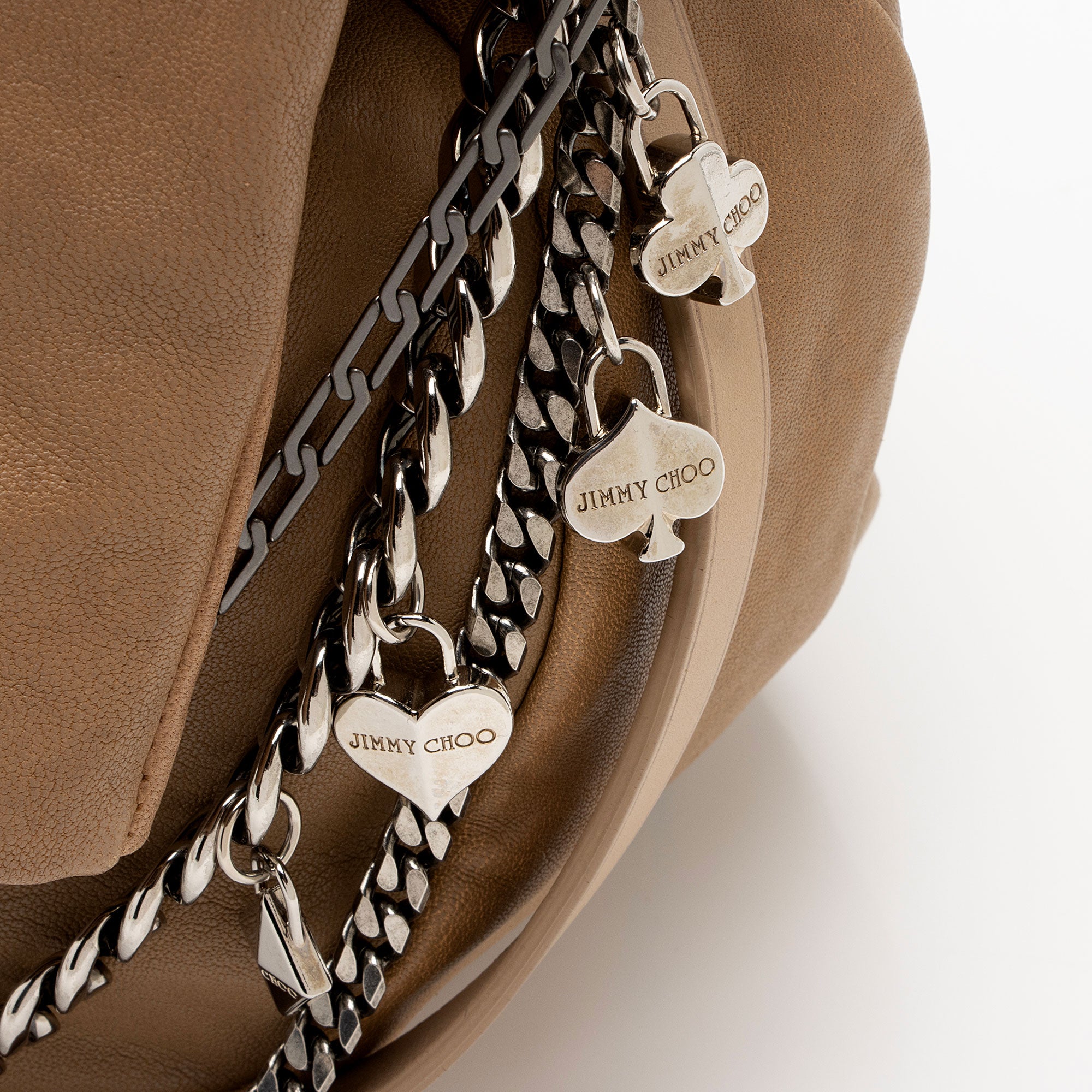 Jimmy Choo Leather Biker Saddle Chain Large Shoulder Bag