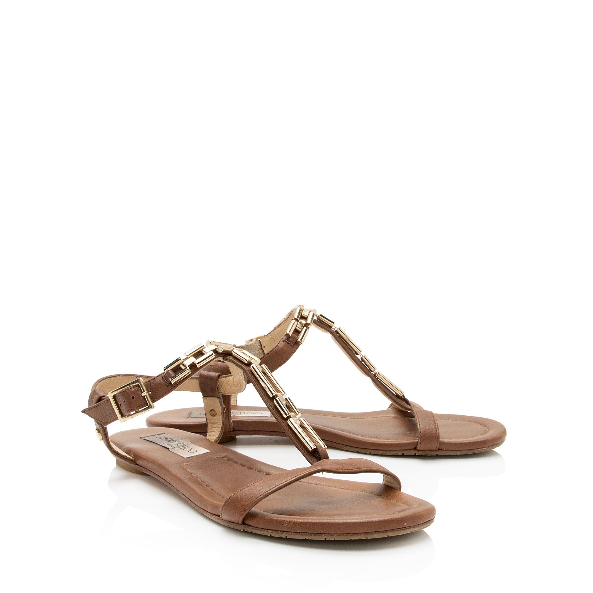 Jimmy Choo Leather Narcissa T-Strap Sandals - Size 8 / 38 (SHF-oLA4Rv)