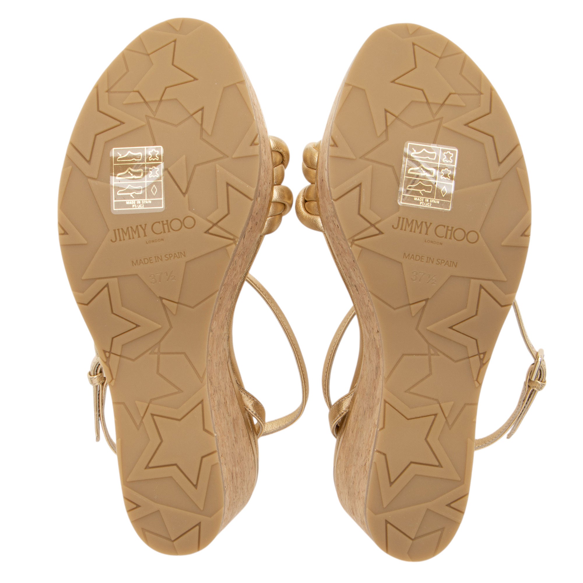 Jimmy Choo Metallic Leather Diosa Wedges - Size 7.5 / 37.5