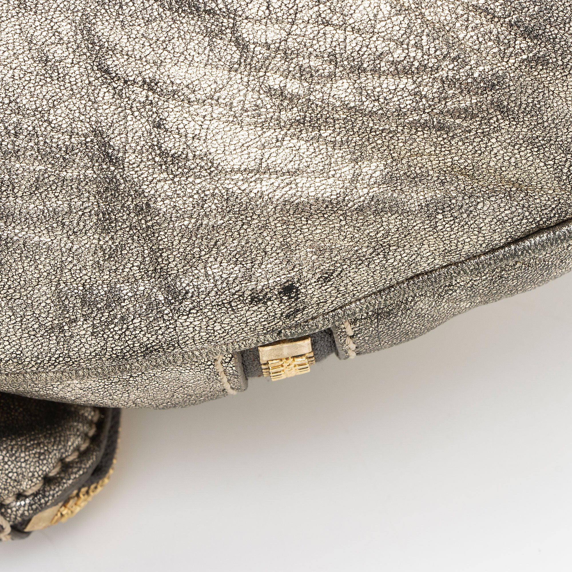Jimmy Choo Metallic Leather Marin Fold Over Clutch