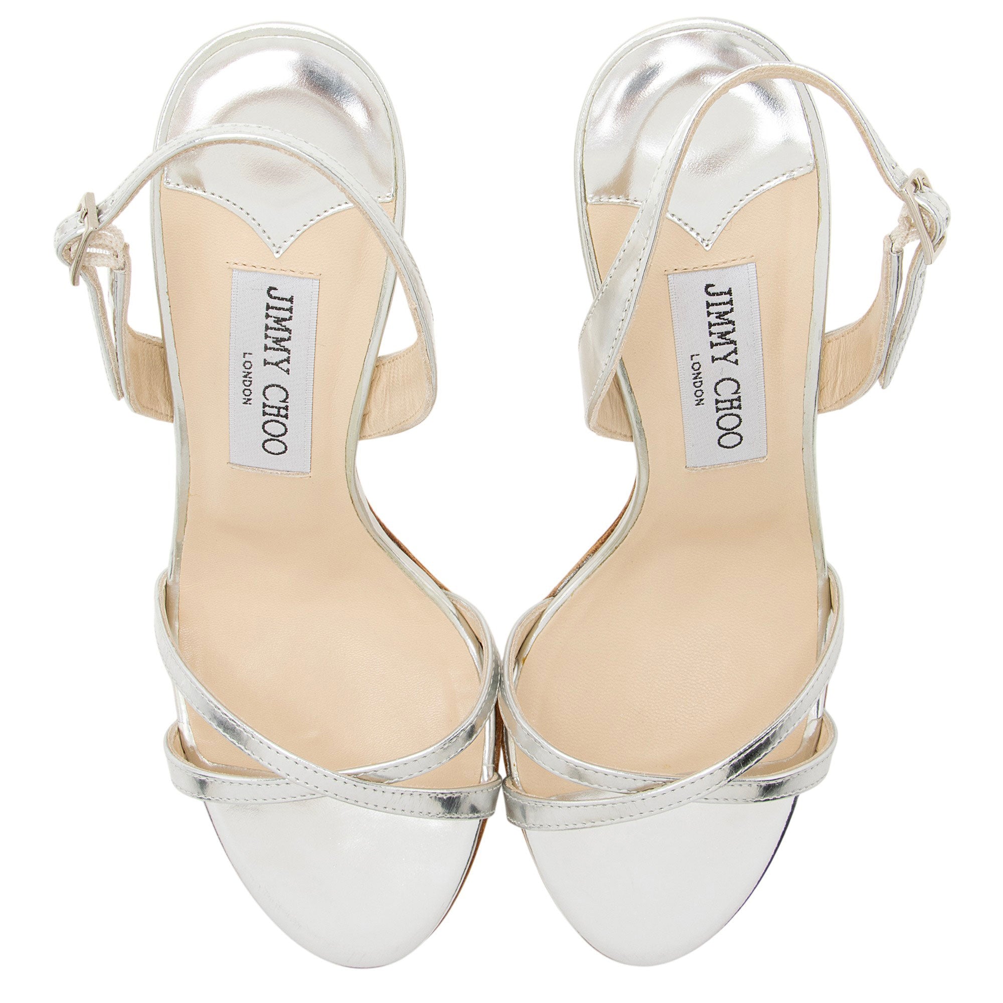 Jimmy Choo Metallic Leather India Slingback Sandals - Size 8 / 38