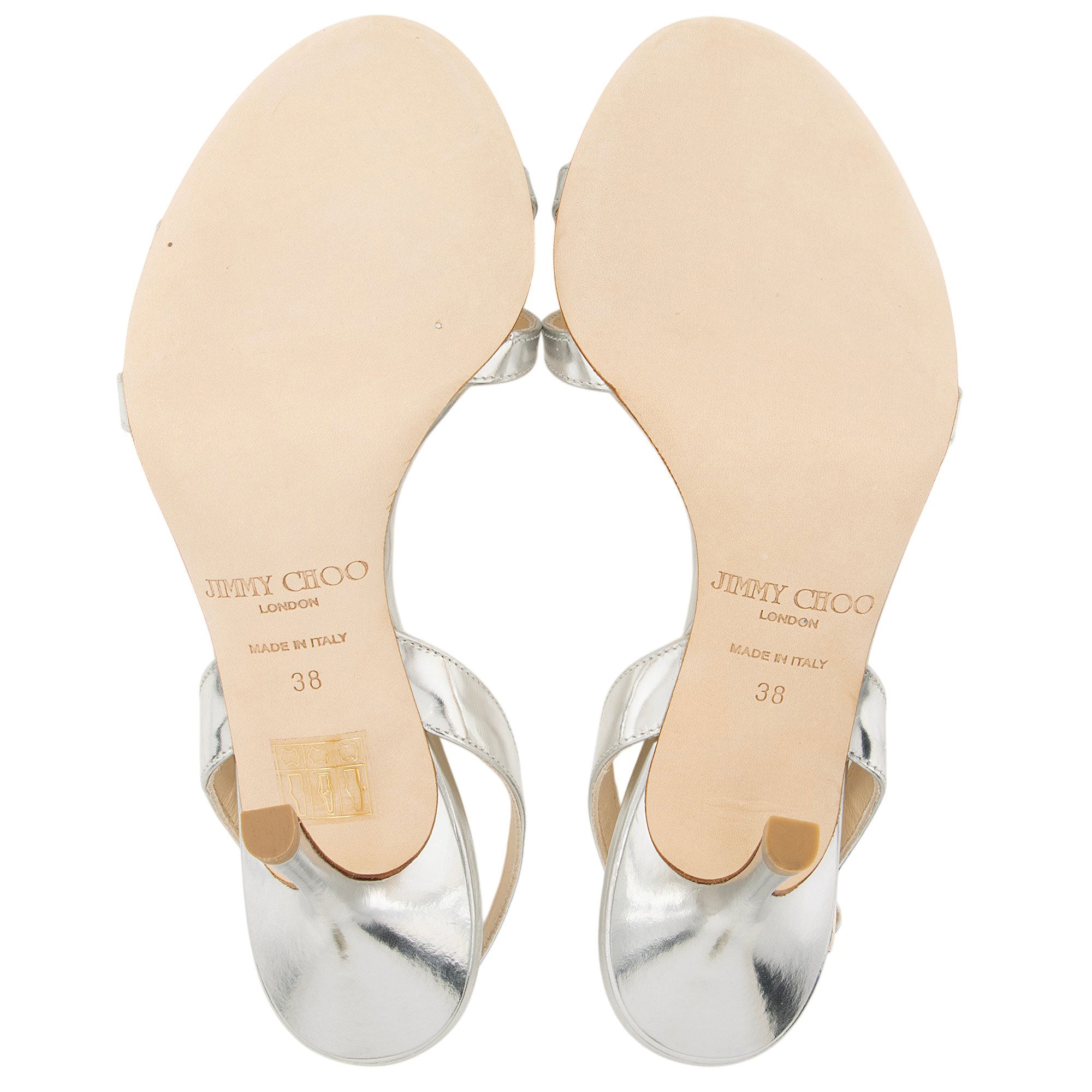 Jimmy Choo Metallic Leather India Slingback Sandals - Size 8 / 38