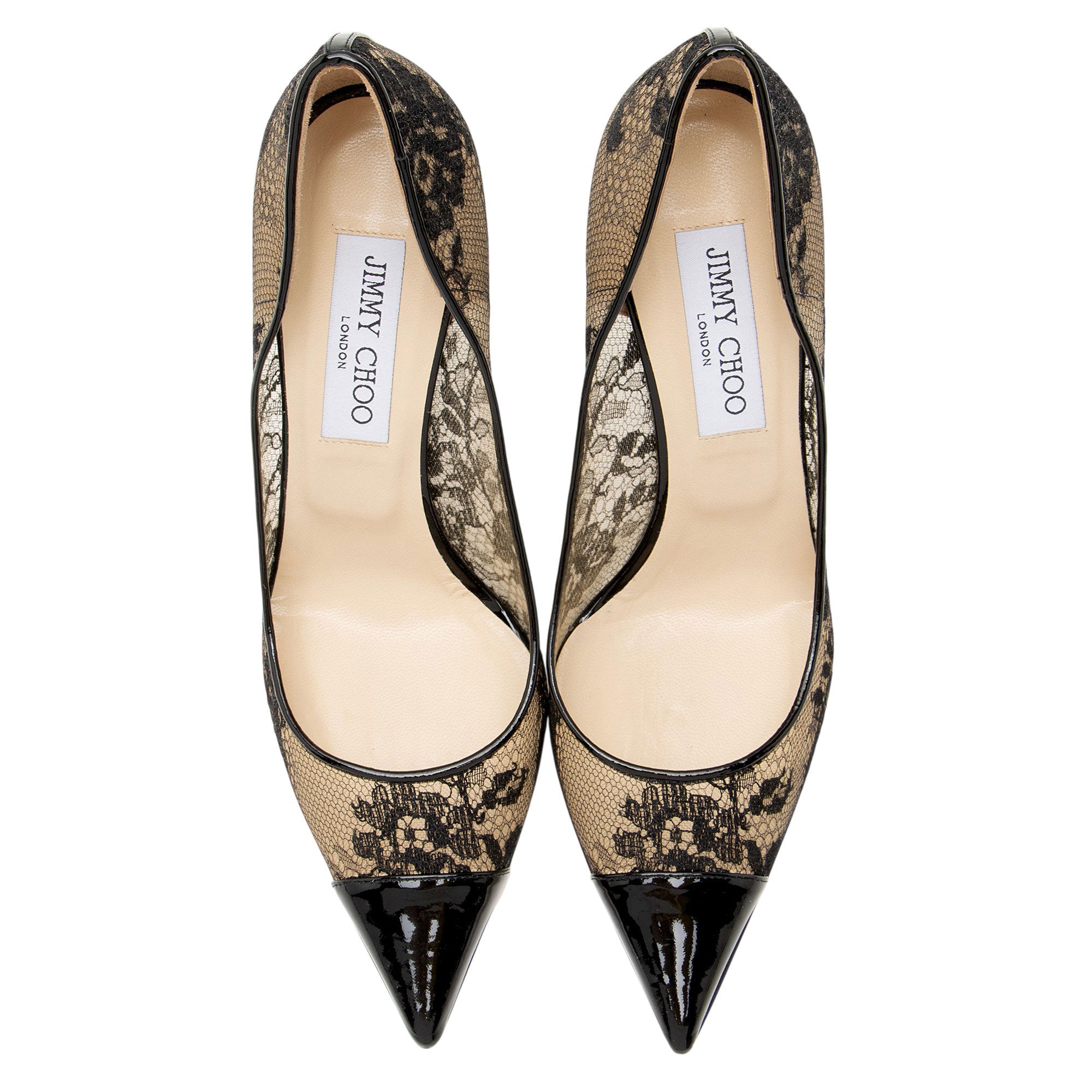 Jimmy Choo Patent Leather Lace Amika Pumps - Size 7.5 / 37.5
