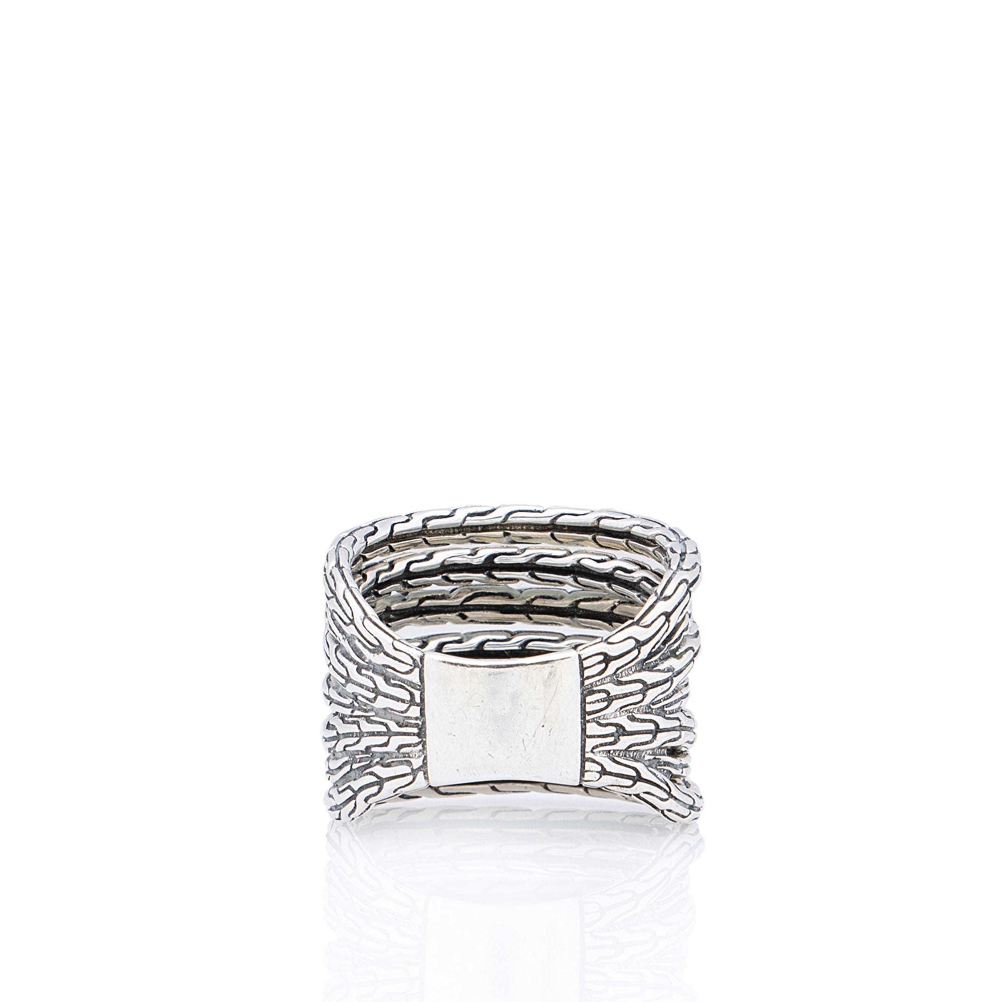 John Hardy Sterling Silver Classic Chain Multi Row Ring - Size 8