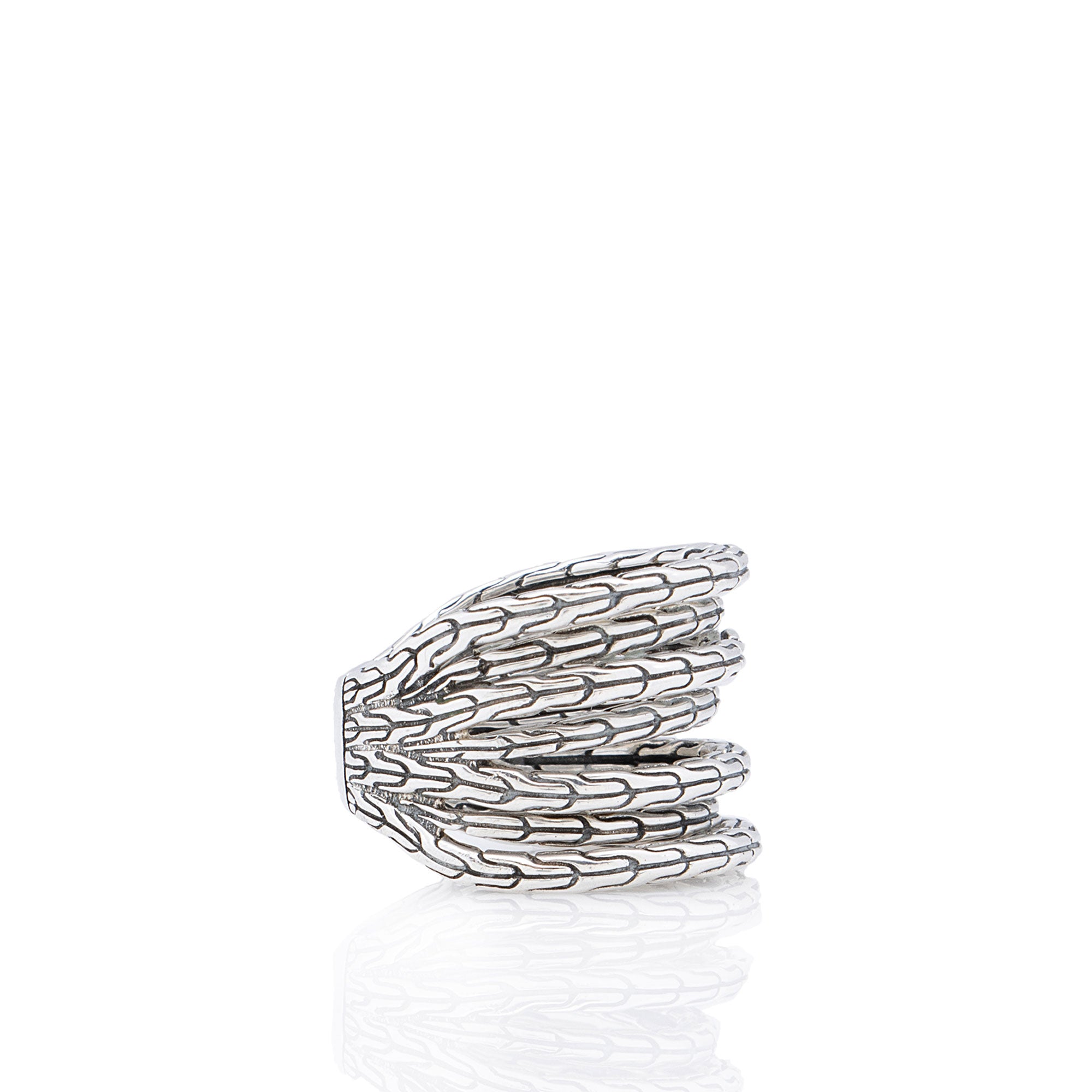 John Hardy Sterling Silver Classic Chain Multi Row Ring - Size 8