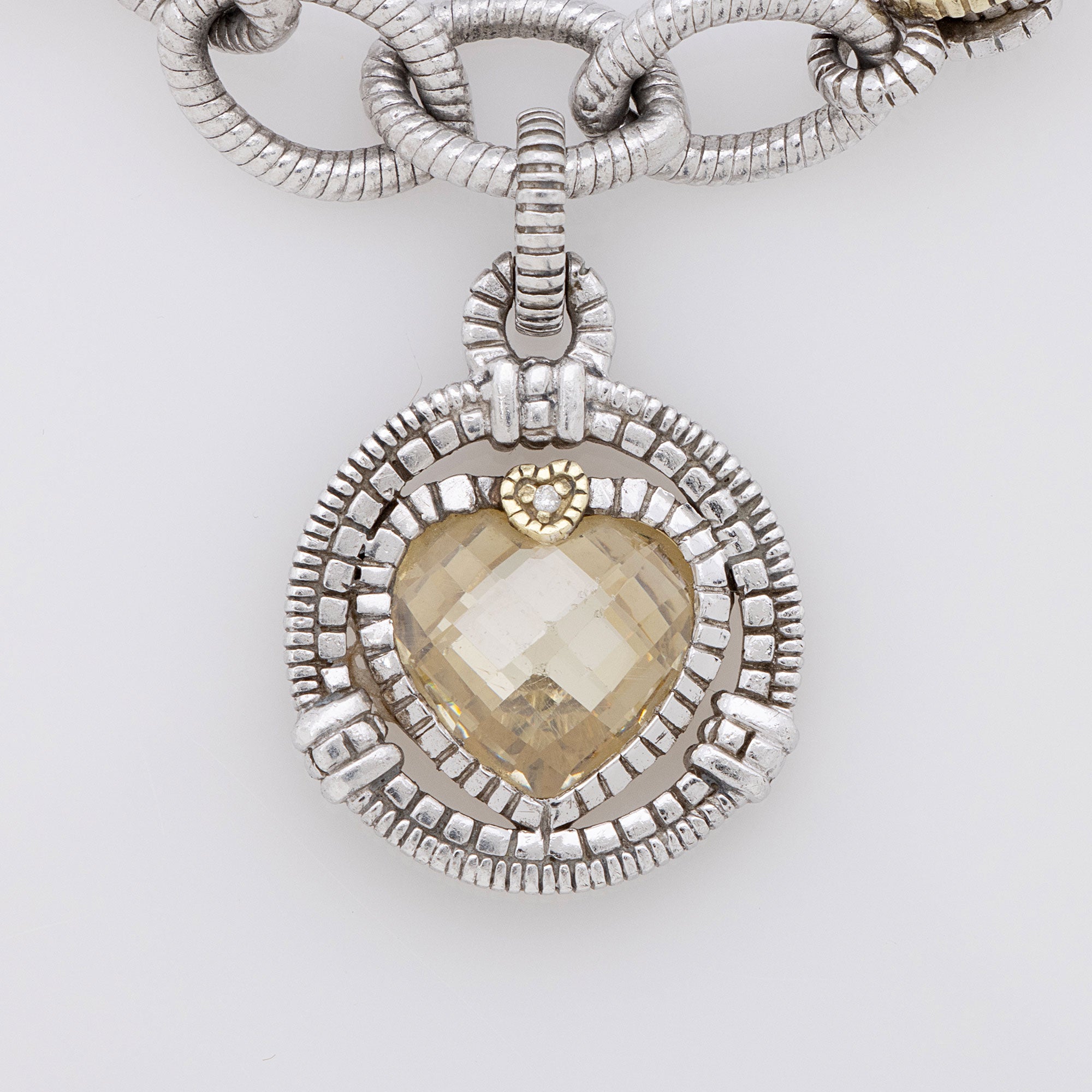 Judith Ripka 18k Gold Sterling Silver Diamond Canary Crystal Athena Bracelet (SHF-ygTajG)