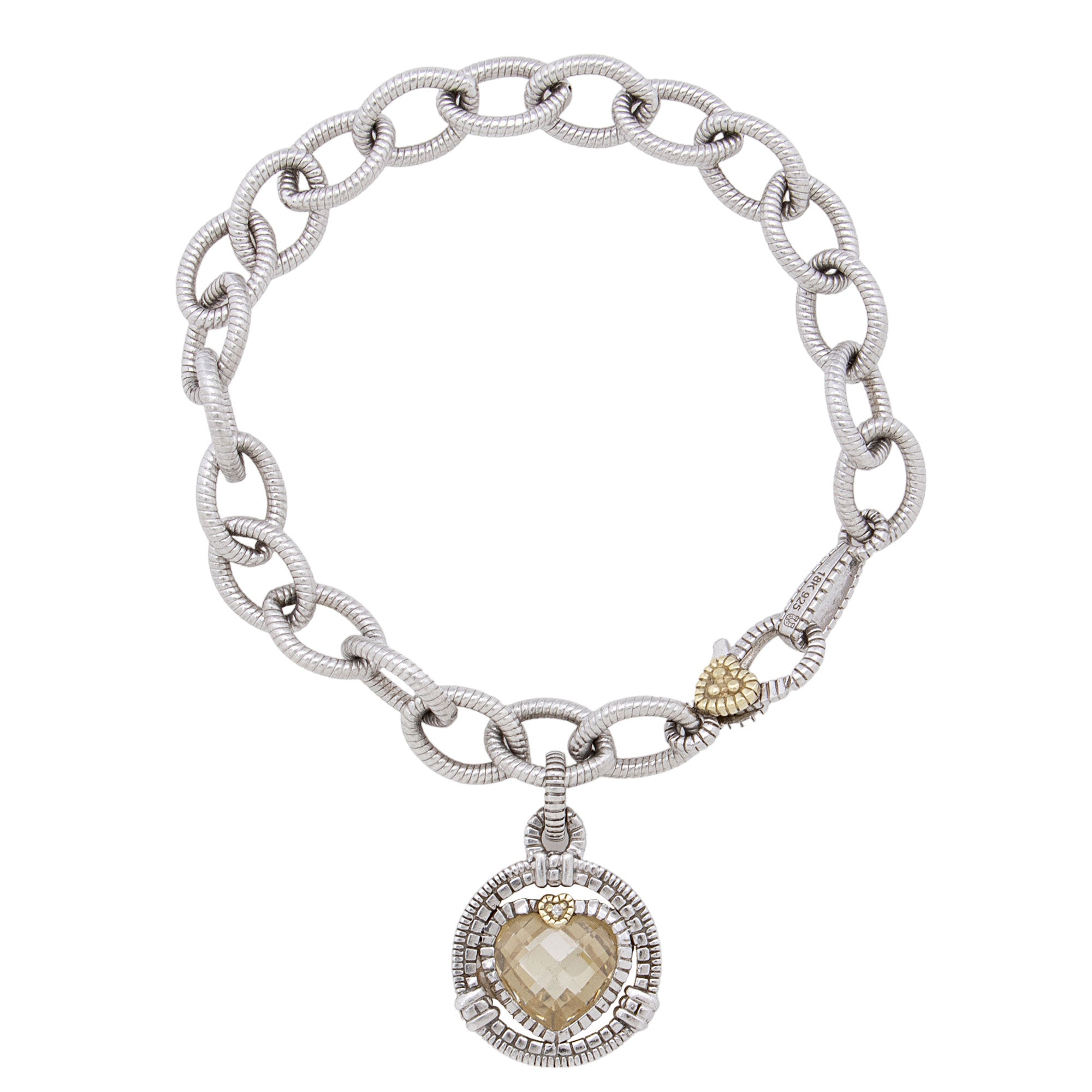 Judith Ripka 18k Gold Sterling Silver Diamond Canary Crystal Athena Bracelet (SHF-ygTajG)