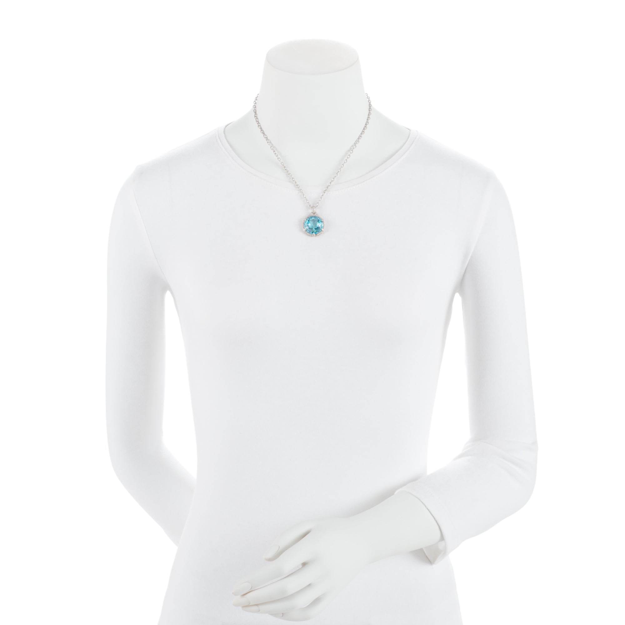 Judith Ripka Sterling Silver Crystal Blue Topaz Pendant Necklace (SHF-ld8AzN)
