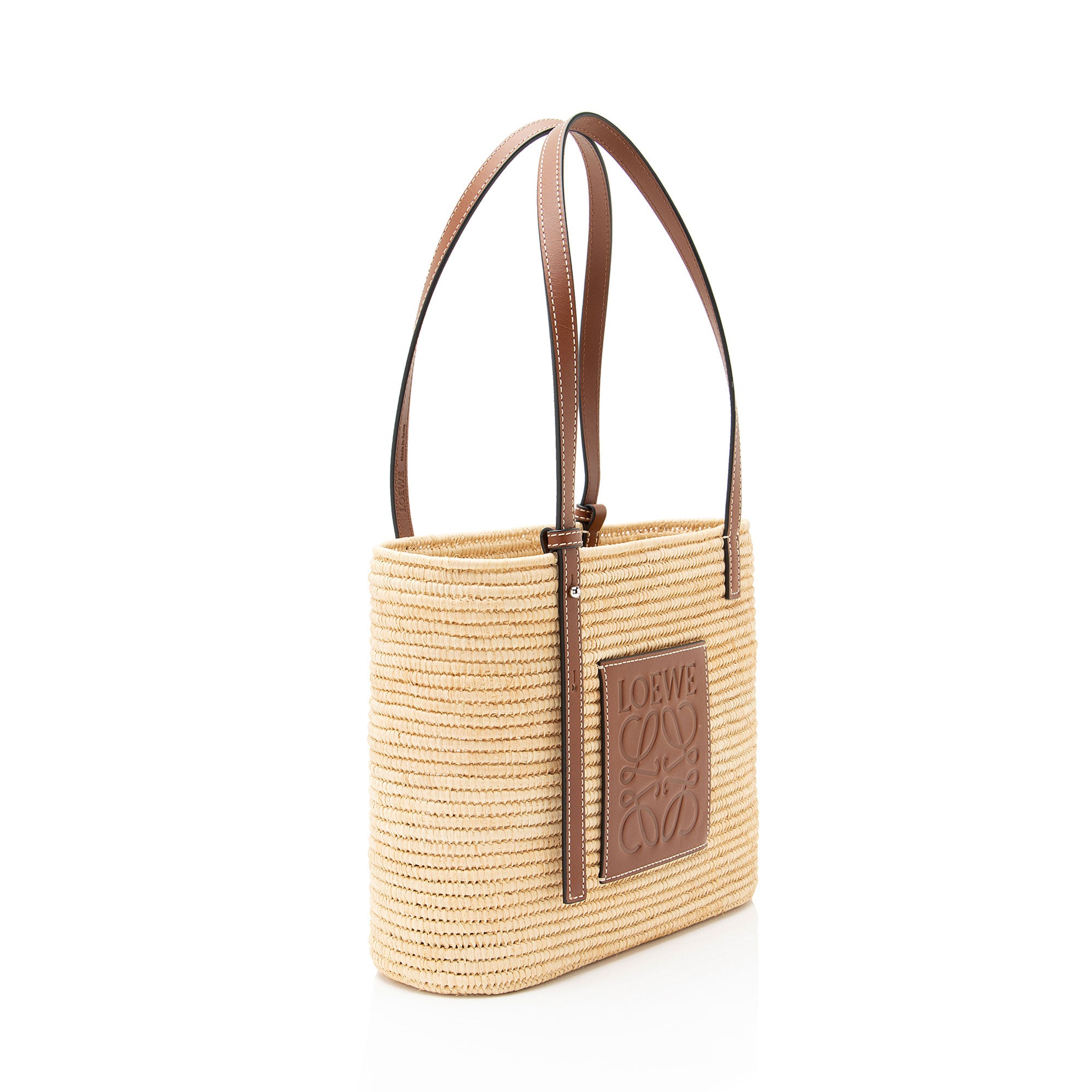 Loewe Raffia Square Basket Small Tote
