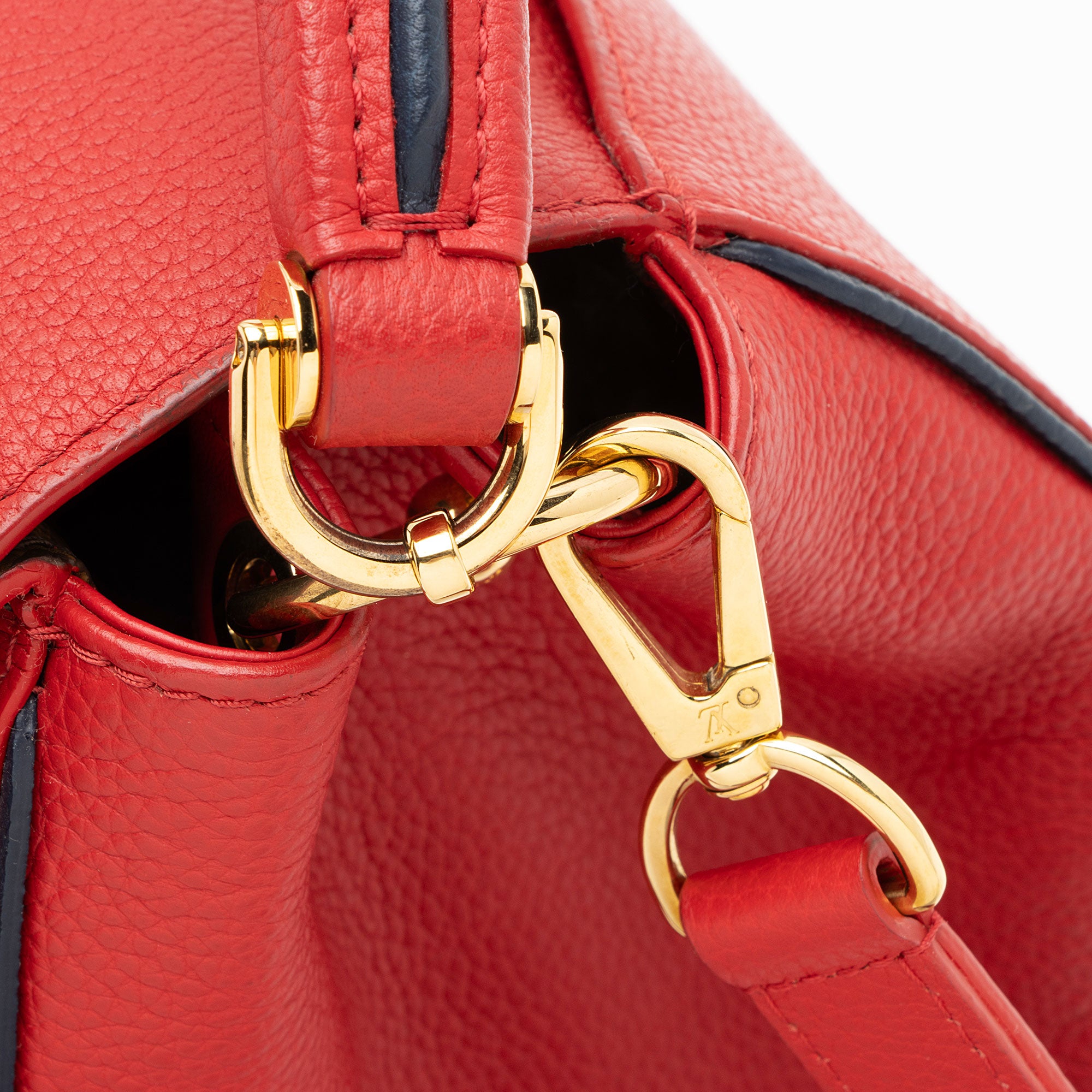 Louis Vuitton Calf Leather Monogram Canvas Double V Satchel