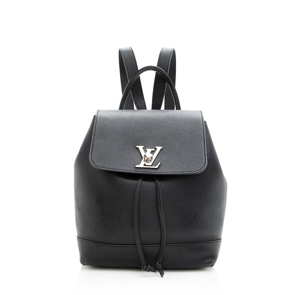 lv black leather backpack