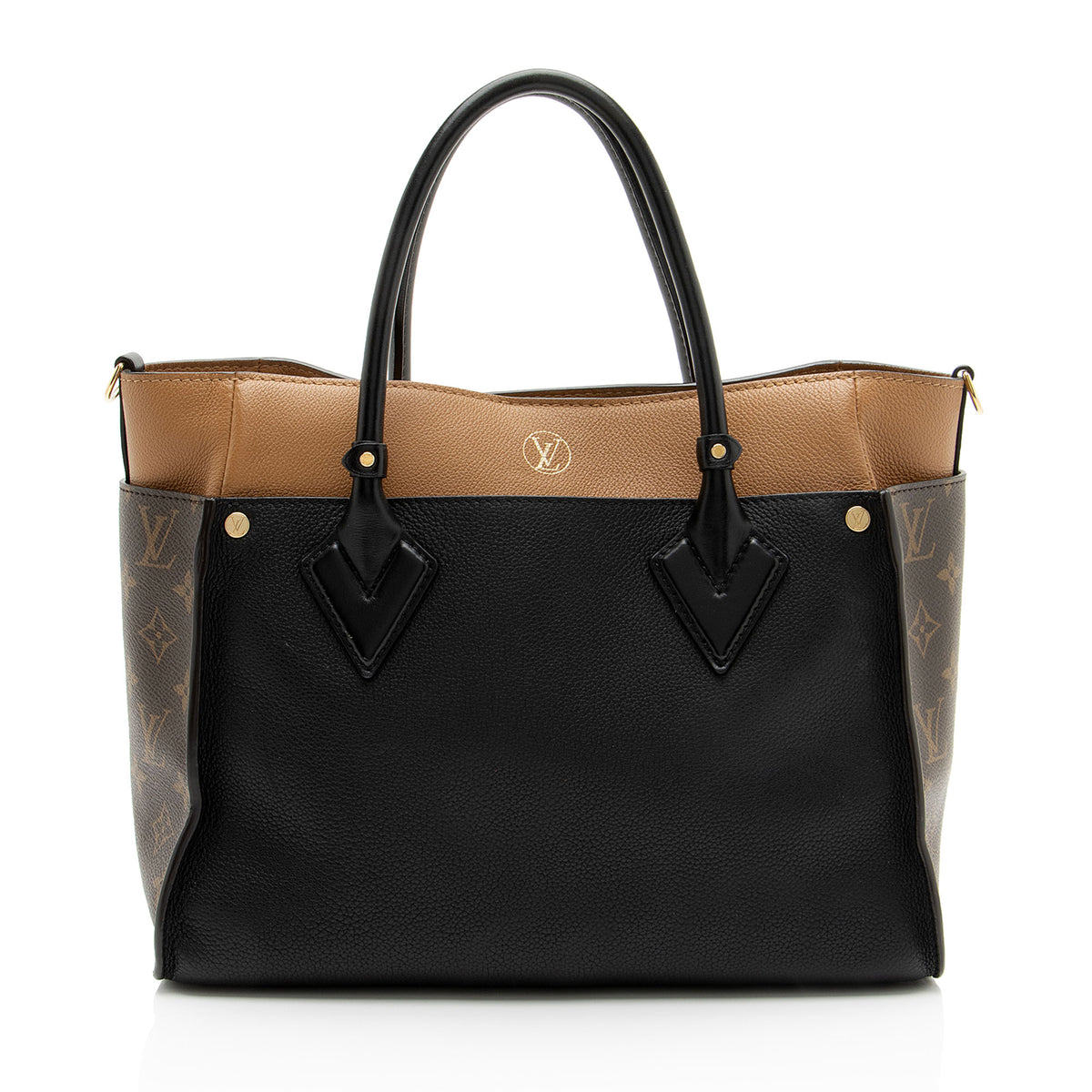 Louis Vuitton Calfskin Monogram Canvas On My Side MM Tote