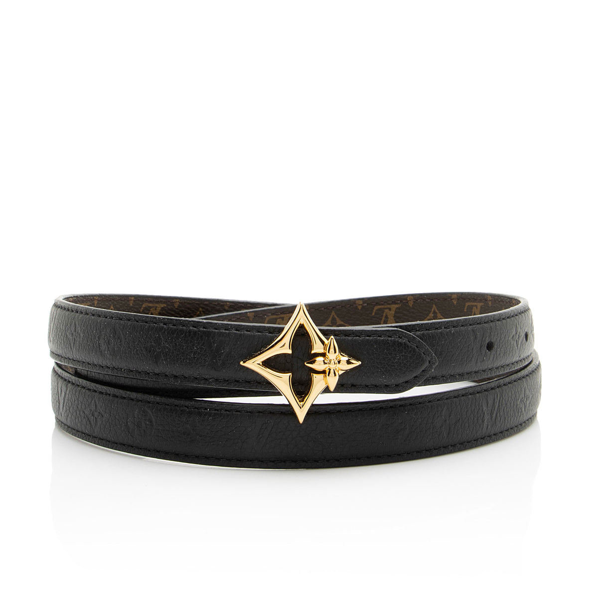 Louis Vuitton Calfskin Monogram Canvas Reversible Flowergram 20mm Belt - Size 36 / 90