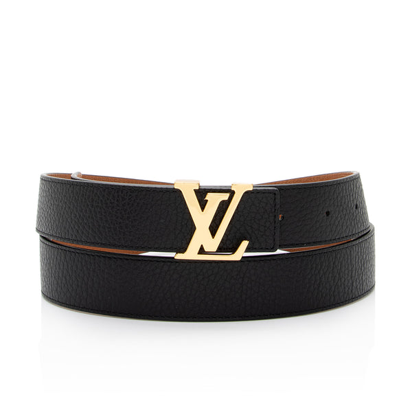 LV Louis Vuitton Monogram Reversible Belt Black Brown Size 100
