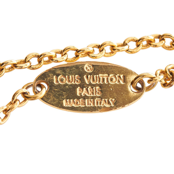 LOUIS VUITTON Necklace Collier Damier Colors Logo Pendant Chain