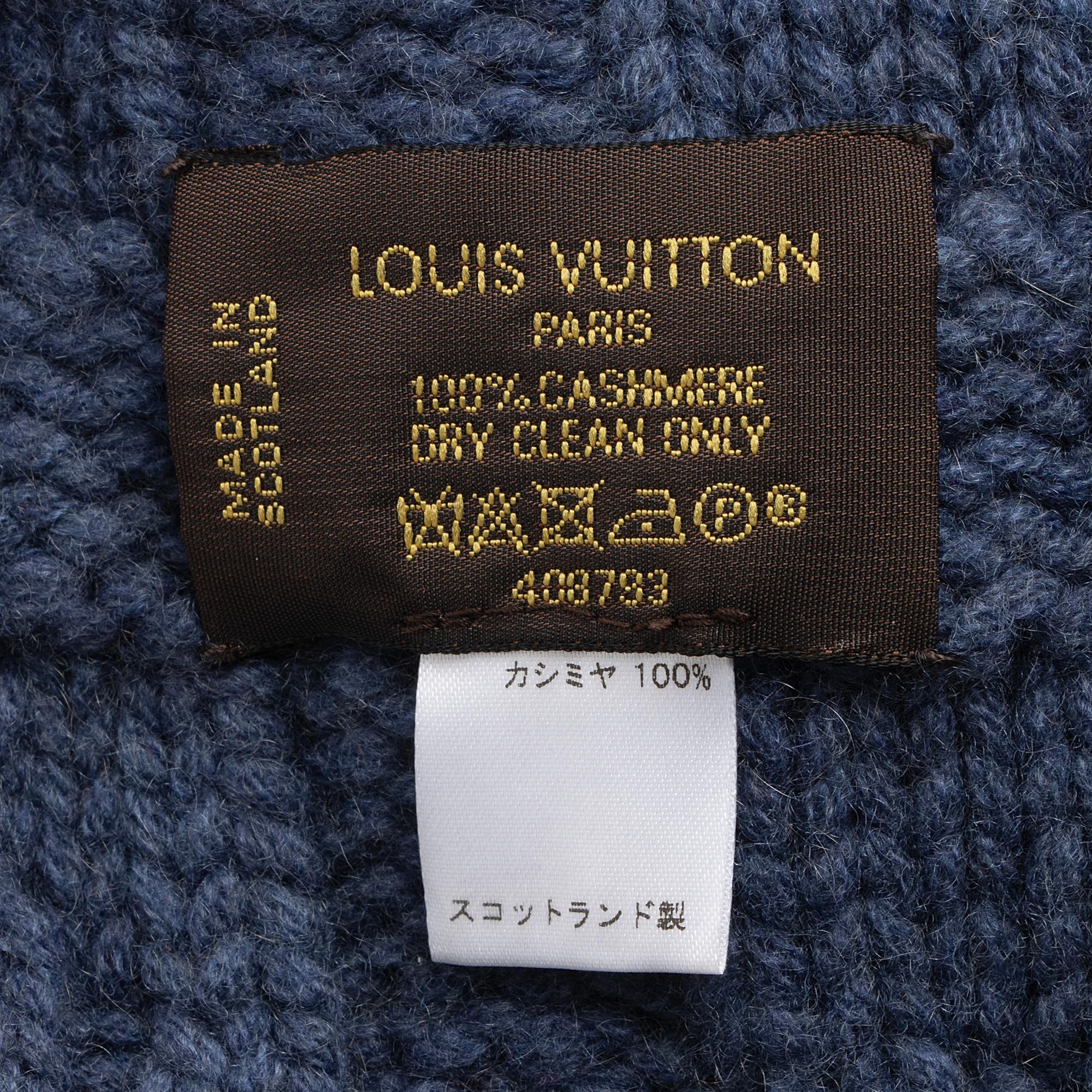 Louis Vuitton Damier Cobalt Cashmere Knit Scarf (SHF-23236)