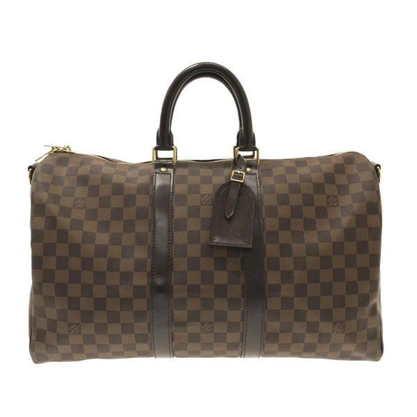 Louis Vuitton Black Damier Leather Keepall Bandouliere Holdall