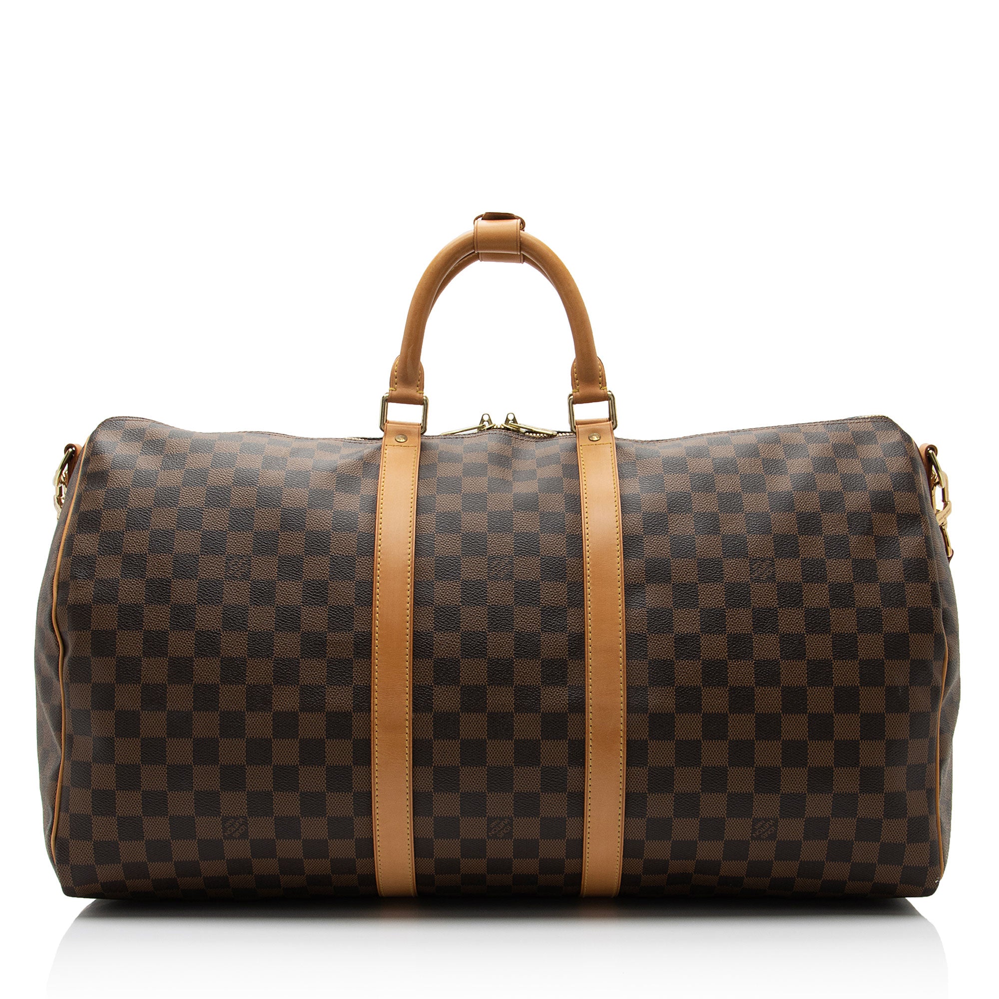 Louis Vuitton Damier Ebene Keepall Bandouliere 55 Duffle Bag (SHF-oHjWTD)
