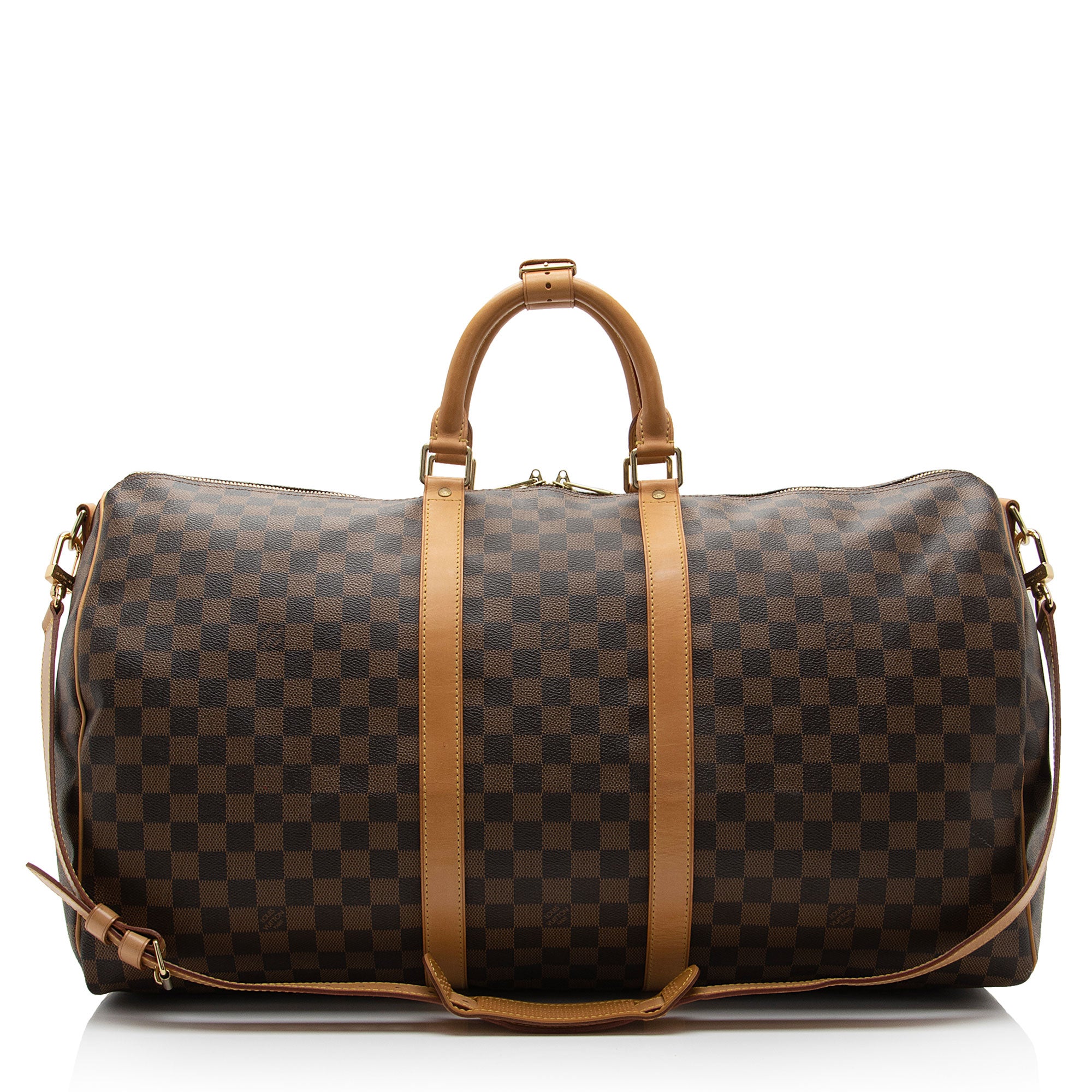 Louis Vuitton Damier Ebene Keepall Bandouliere 55 Duffle Bag (SHF-oHjWTD)