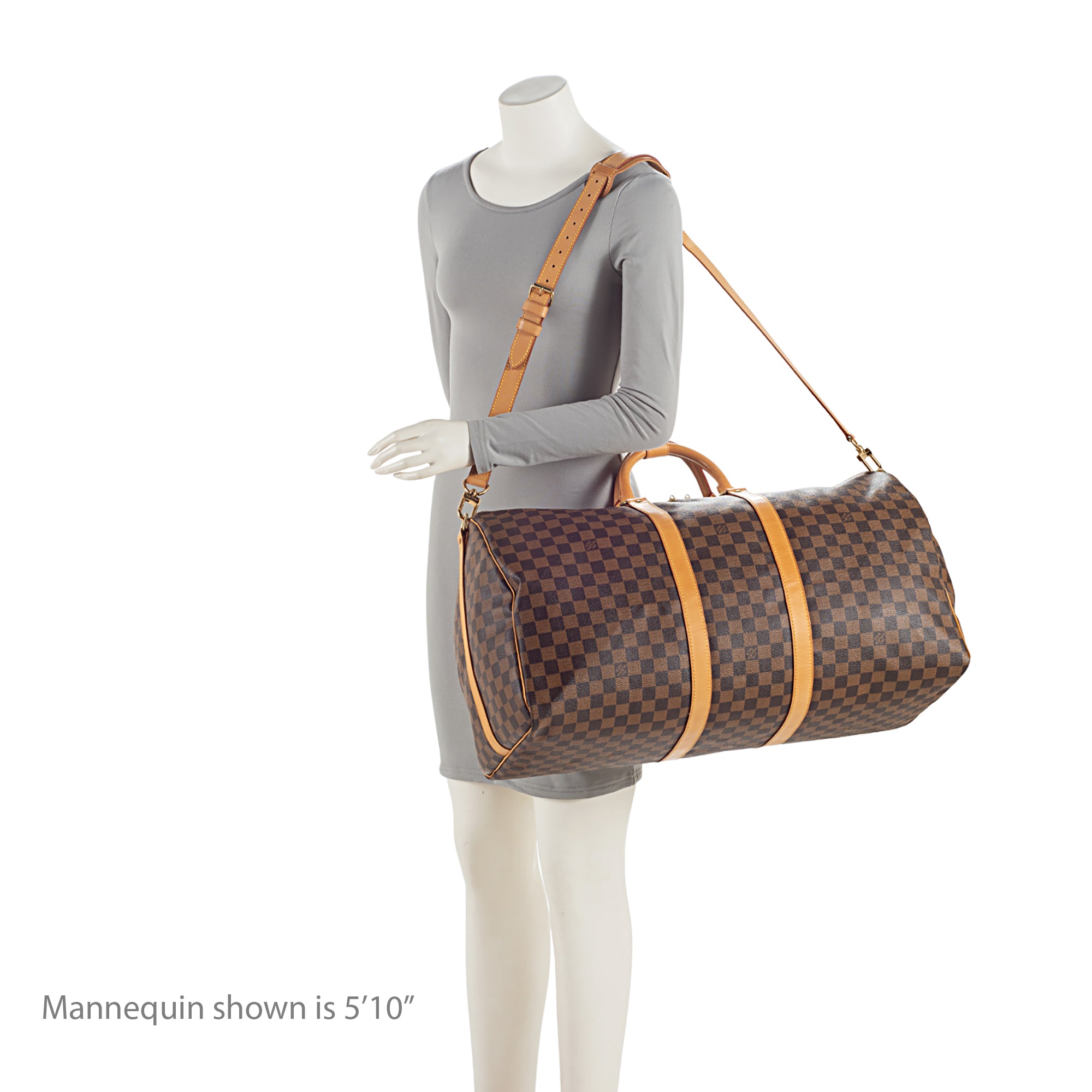 Louis Vuitton Damier Ebene Keepall Bandouliere 55 Duffle Bag (SHF-oHjWTD)