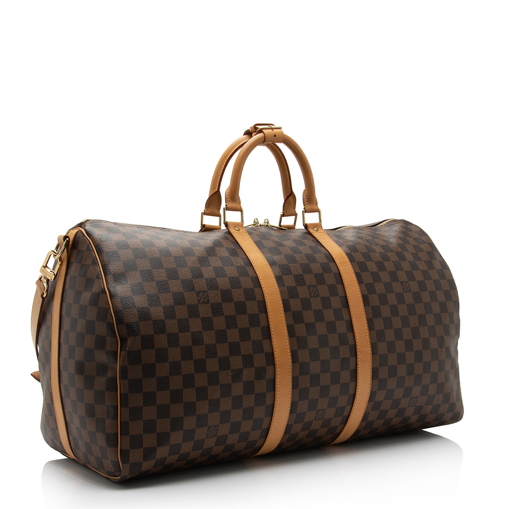 Louis Vuitton Damier Ebene Keepall Bandouliere 55 Duffle Bag (SHF-oHjWTD)
