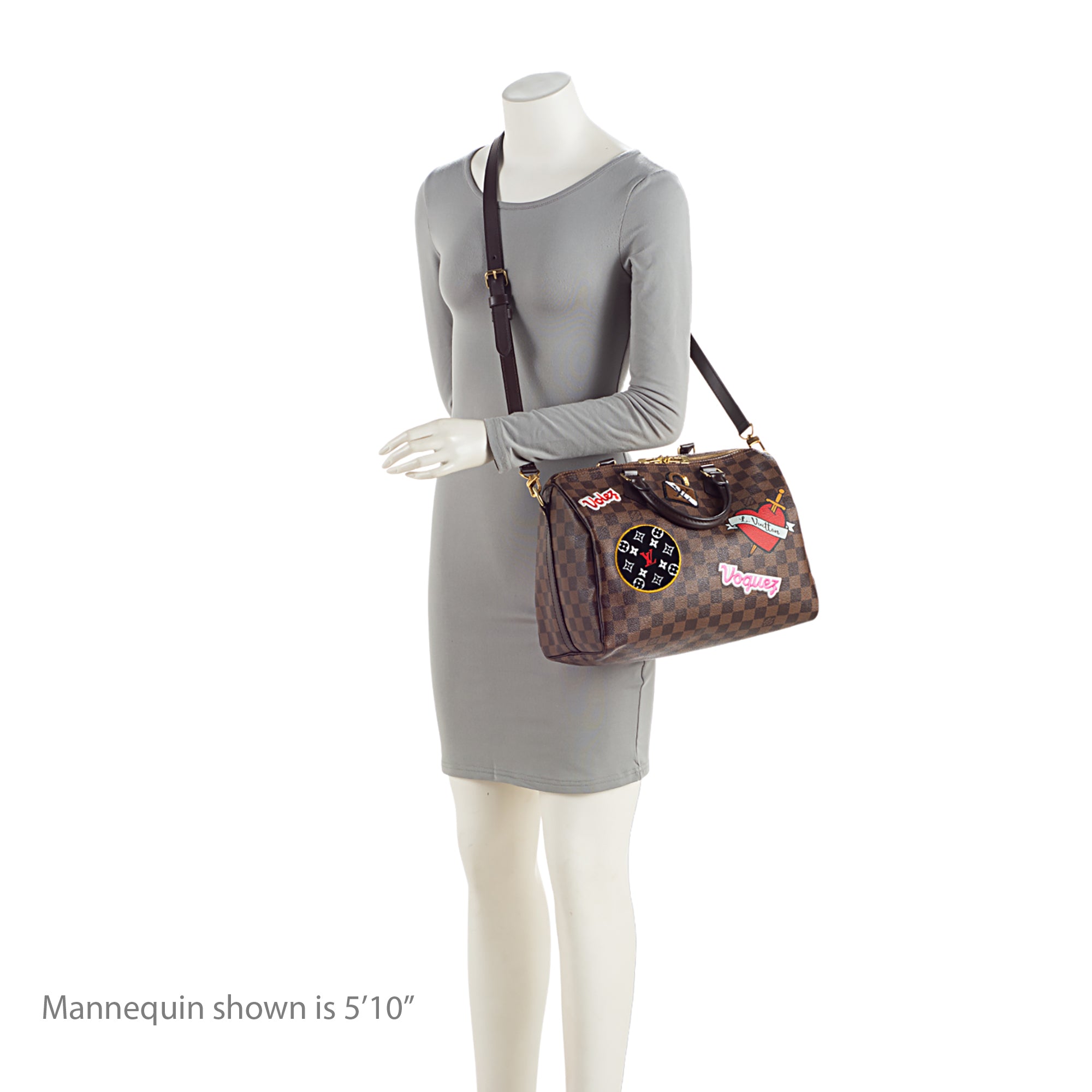 Louis Vuitton Limited Edition Damier Ebene Patches Speedy Bandouliere 30 Satchel (SHF-d85oKm)