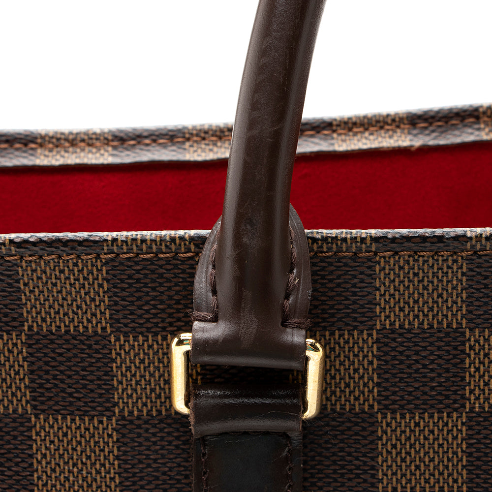Louis Vuitton Damier Ebene Sac Plat Tote (SHF-20478)
