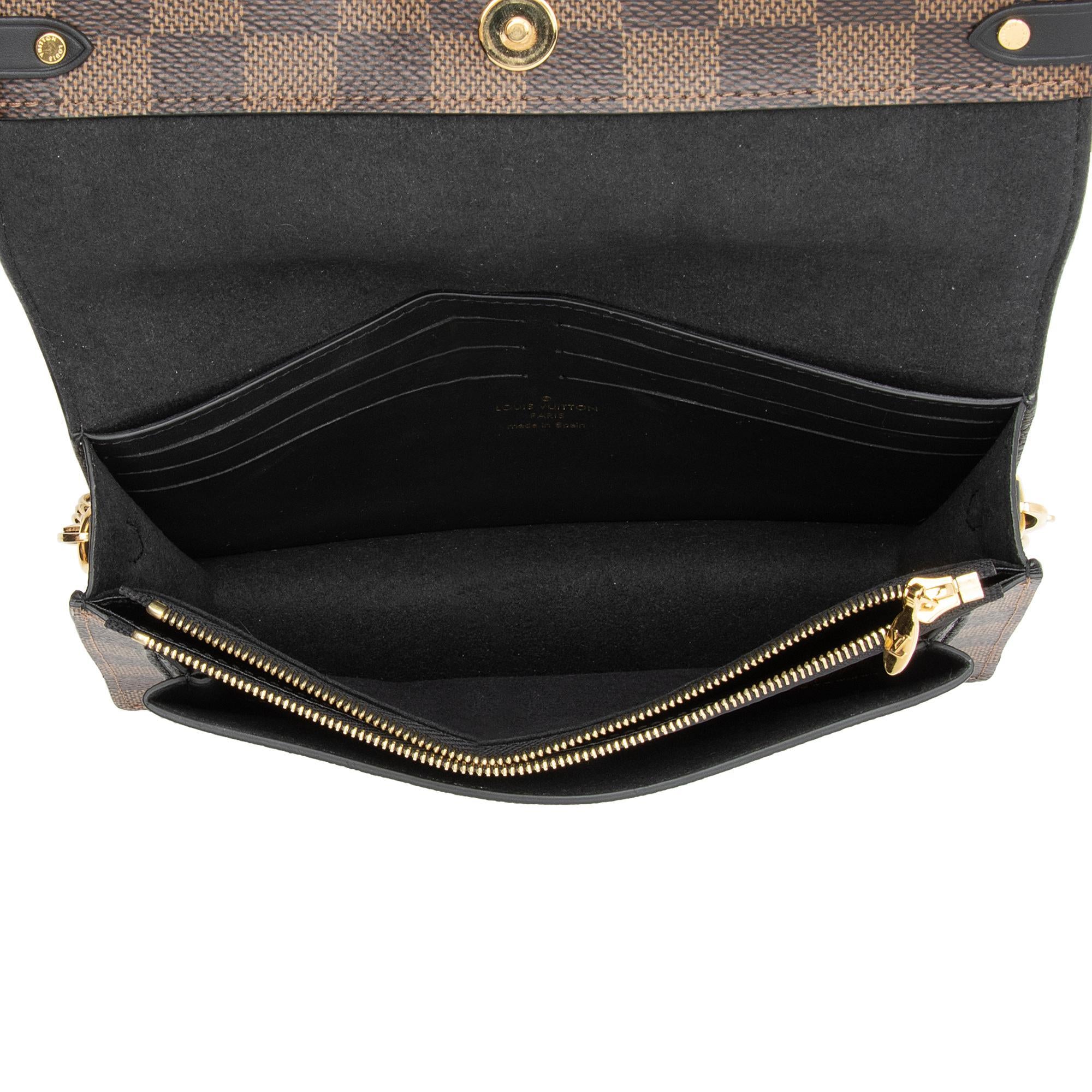 Louis Vuitton Damier Ebene Vavin Chain Wallet (SHF-Q7lkzh)