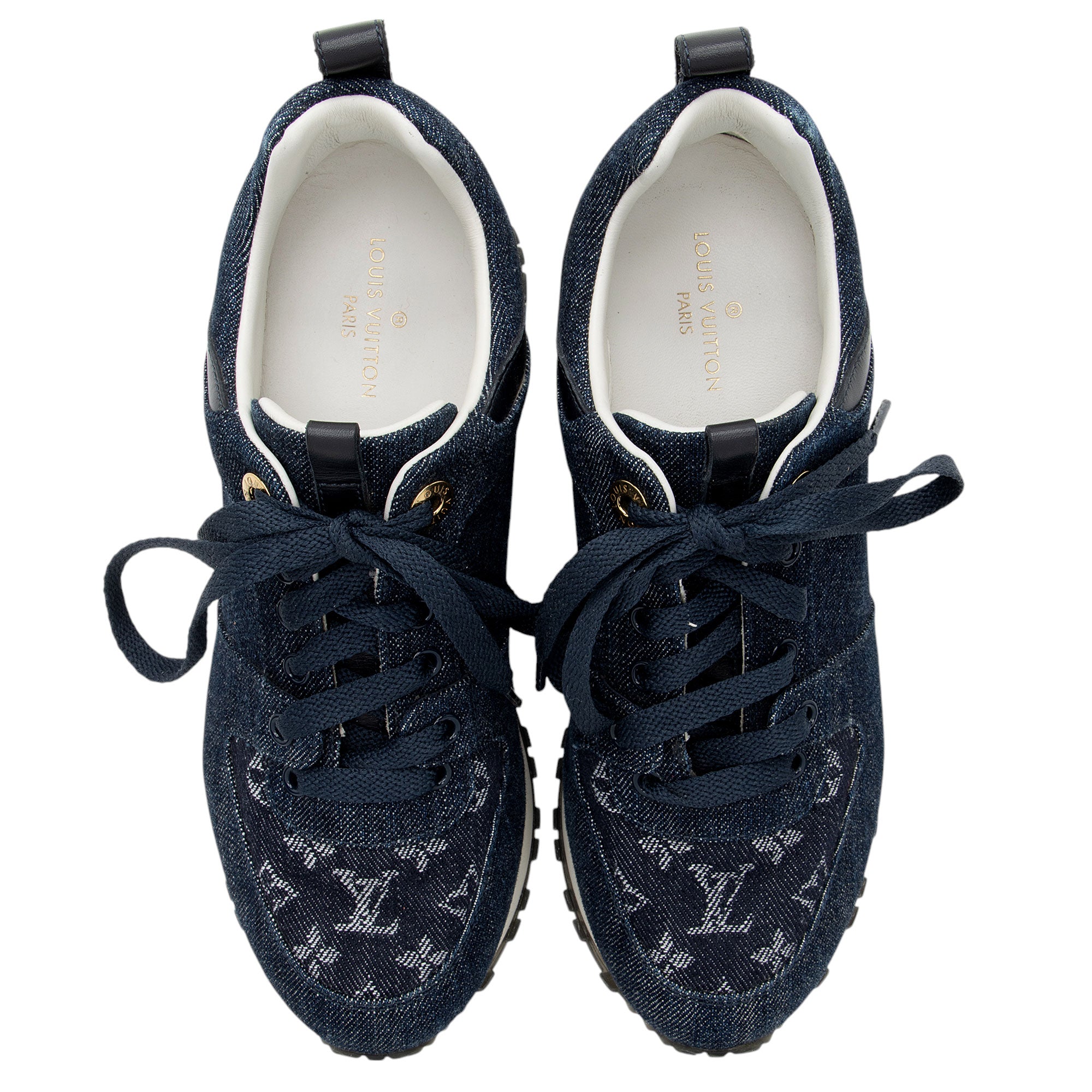 Louis Vuitton Monogram Denim Run Away Sneakers - Size 5 / 35