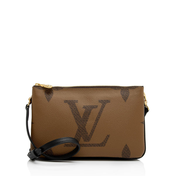 Louis Vuitton Pochette Double Zip Monogram Giant Reverse Brown in