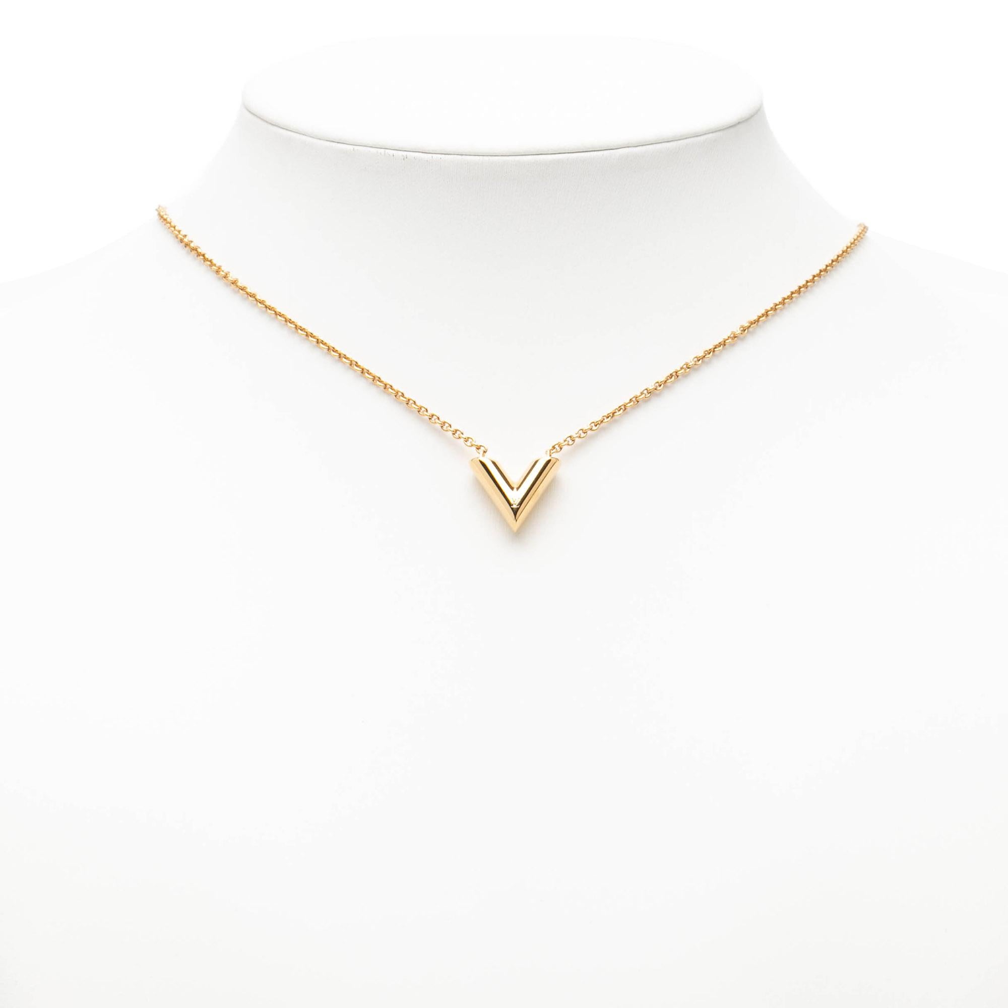 Louis Vuitton Gold Plated Essential V Necklace