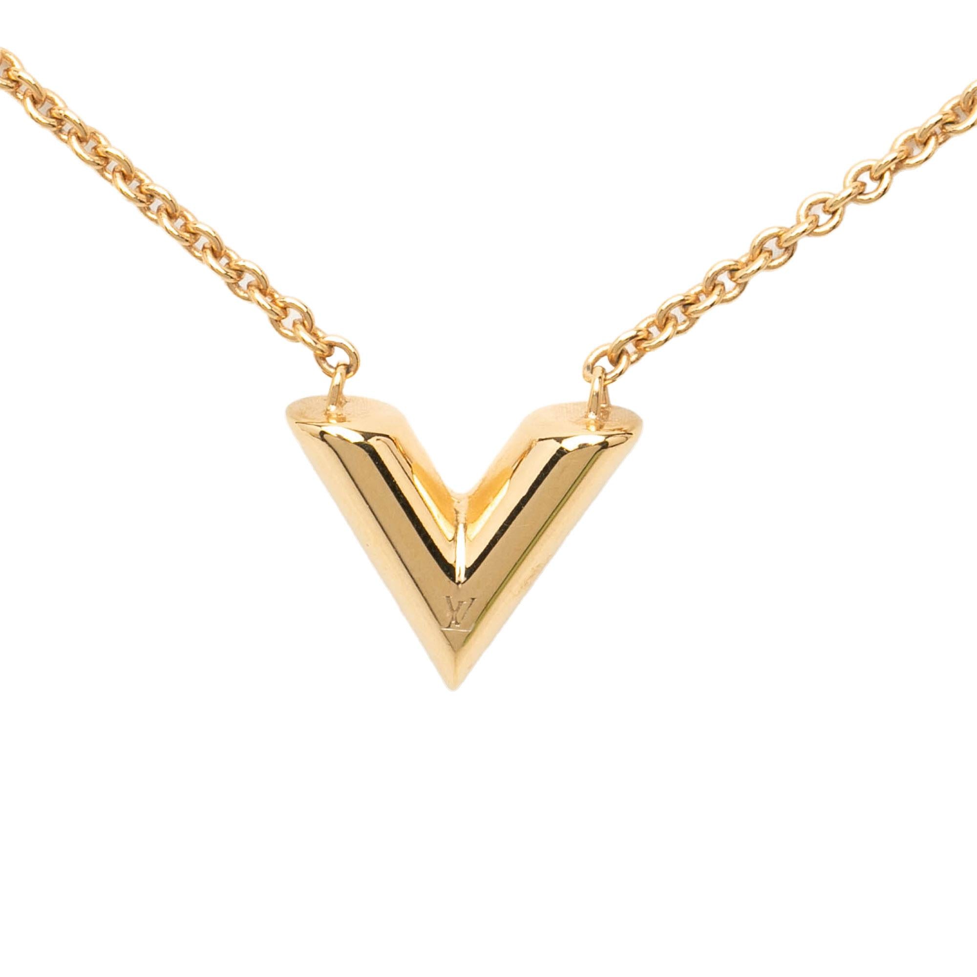 Louis Vuitton Gold Plated Essential V Necklace