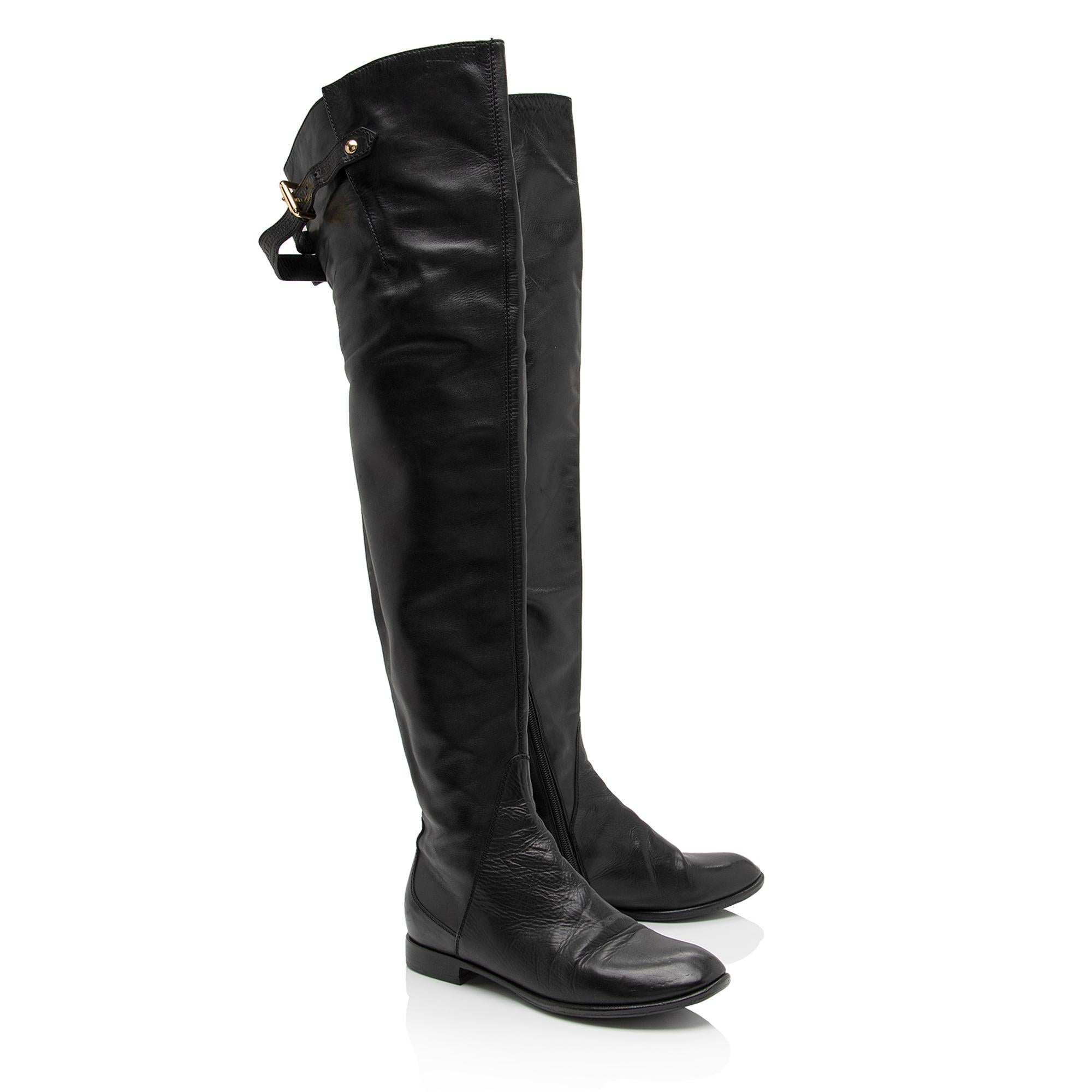 Louis Vuitton Lambskin LV Over the Knee Boots - Size 7.5 / 37.5 (SHF-rbraiU)
