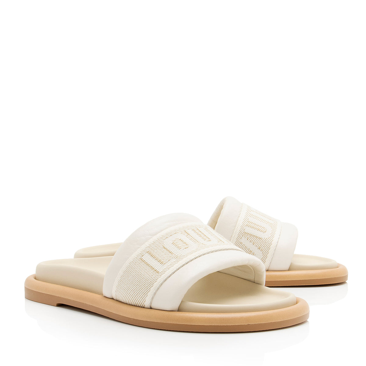 Louis Vuitton Leather Canvas Logo Bliss Slides - Size 6.5 / 36.5