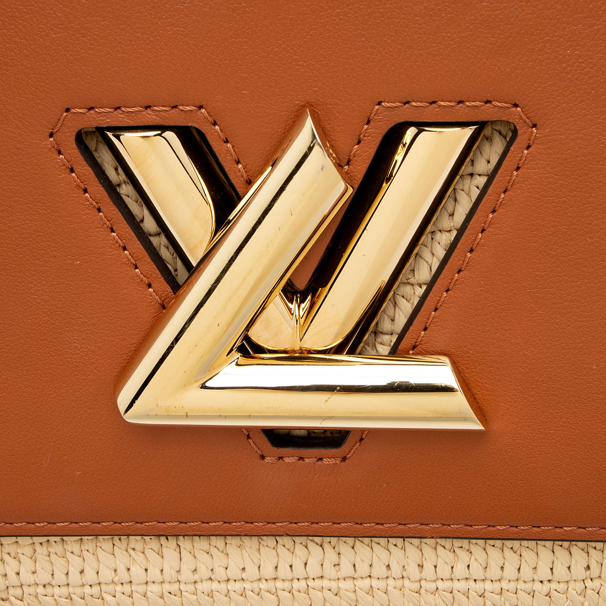 Louis Vuitton Leather Raffia Twist MM Shoulder bag